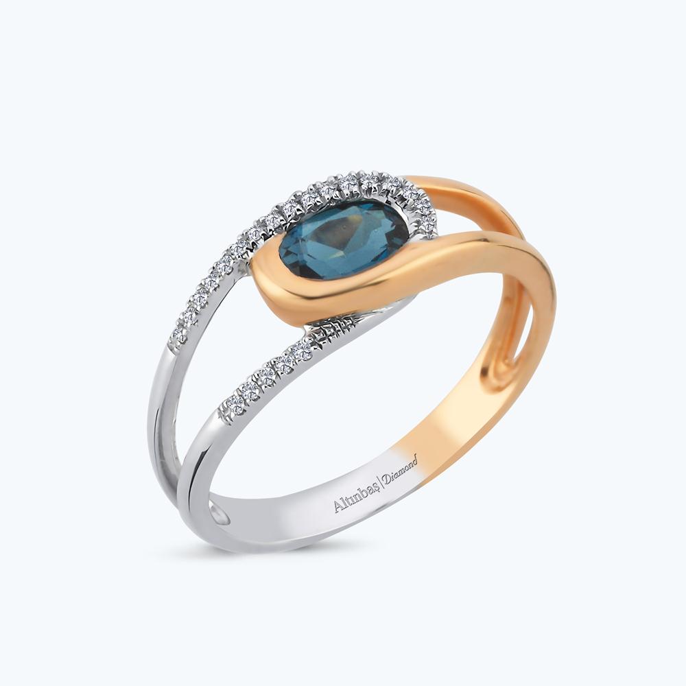 Pırlanta London Blue Topaz Yüzük