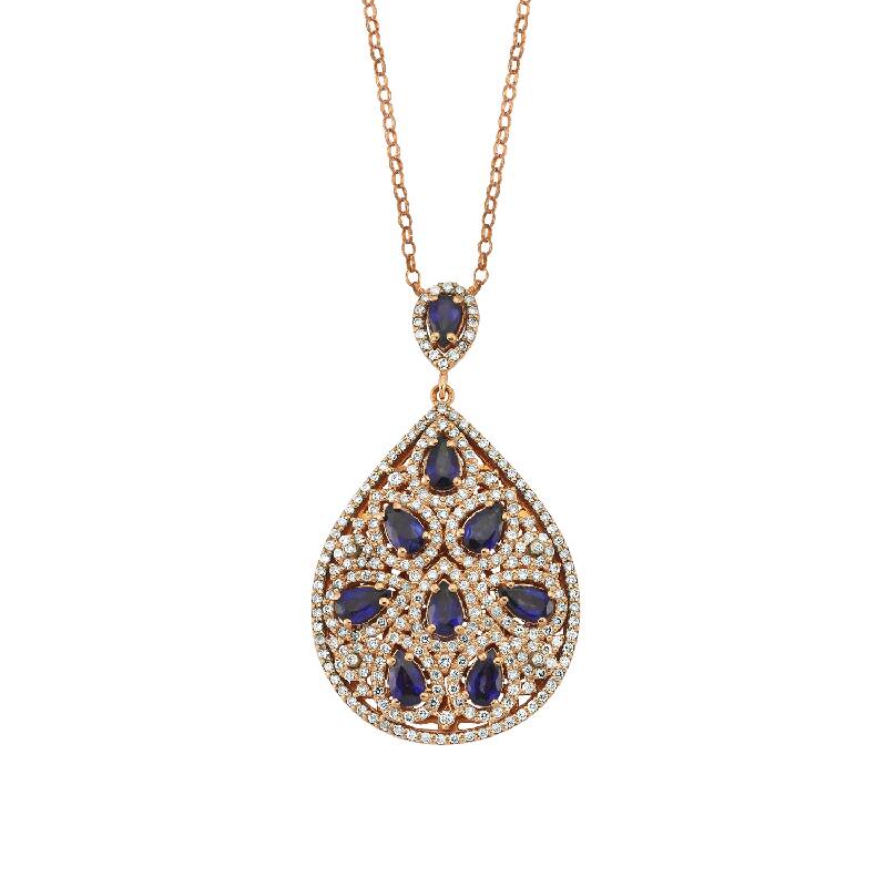 Elmas Safir Damla Kolye