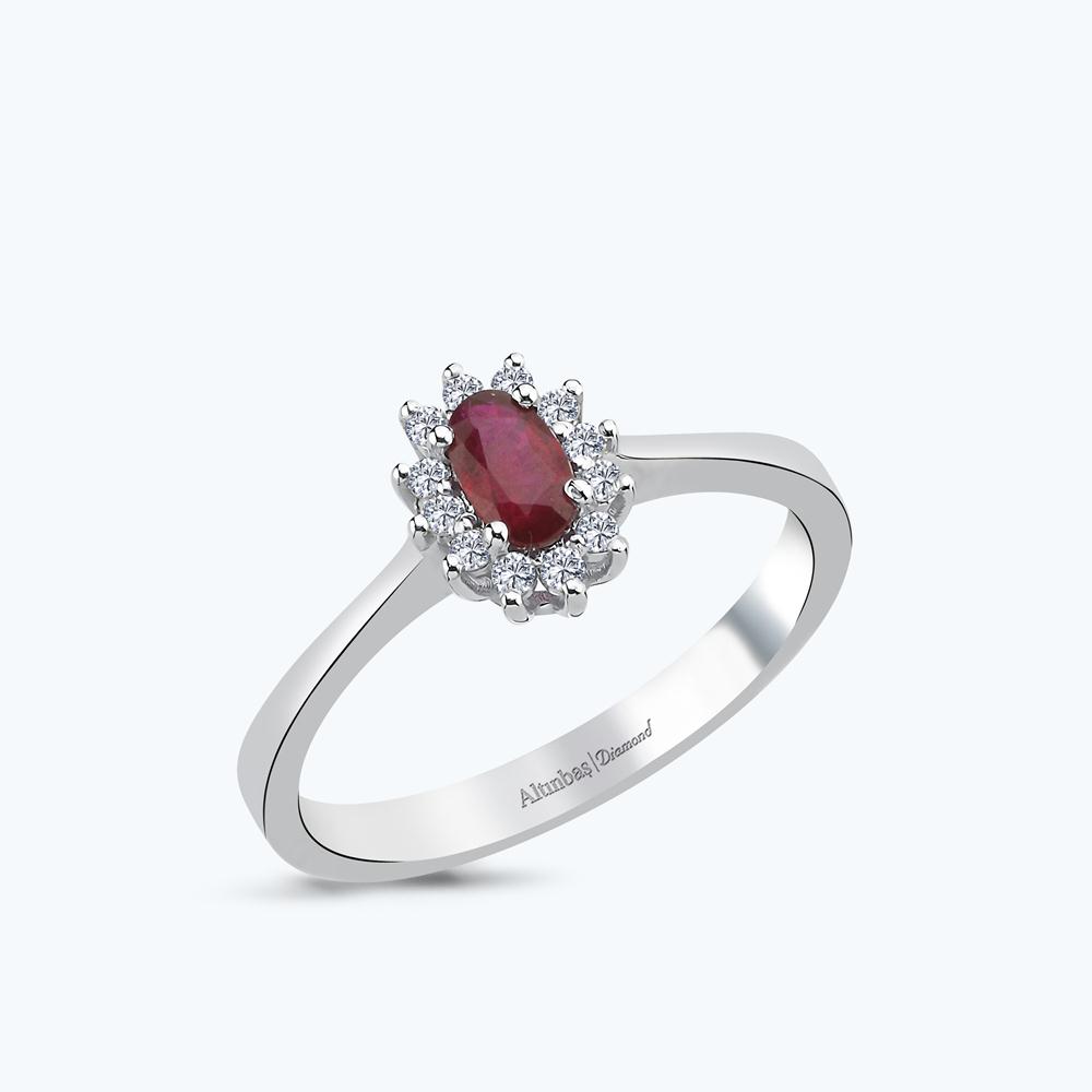 Pırlanta Yakut Oval Yüzük