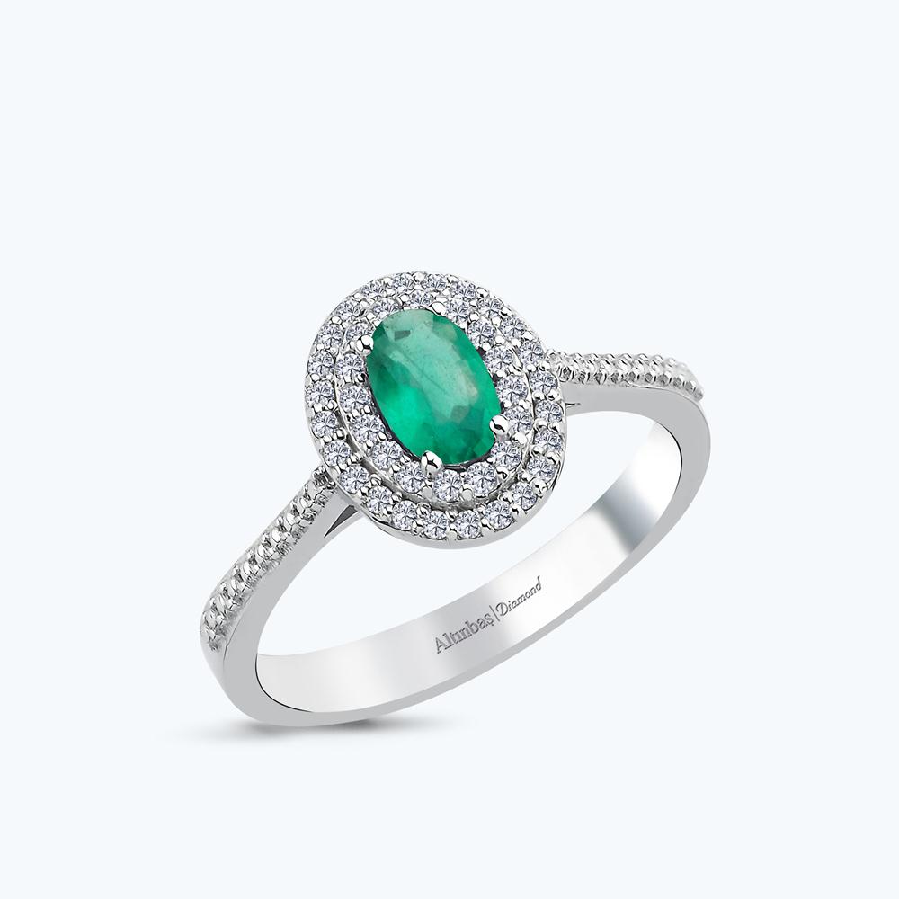 Pırlanta Zümrüt Oval Yüzük