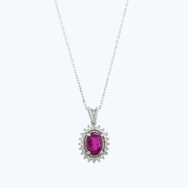 Pırlanta Yakut Oval Kolye