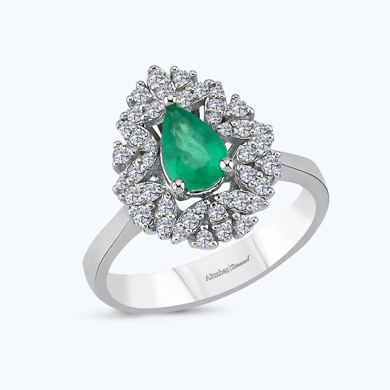 Pırlanta Zümrüt Damla Yüzük