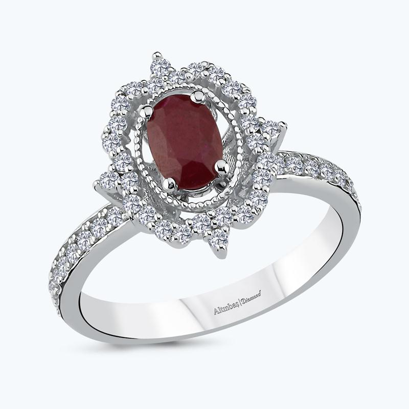 Pırlanta Yakut Oval Yüzük