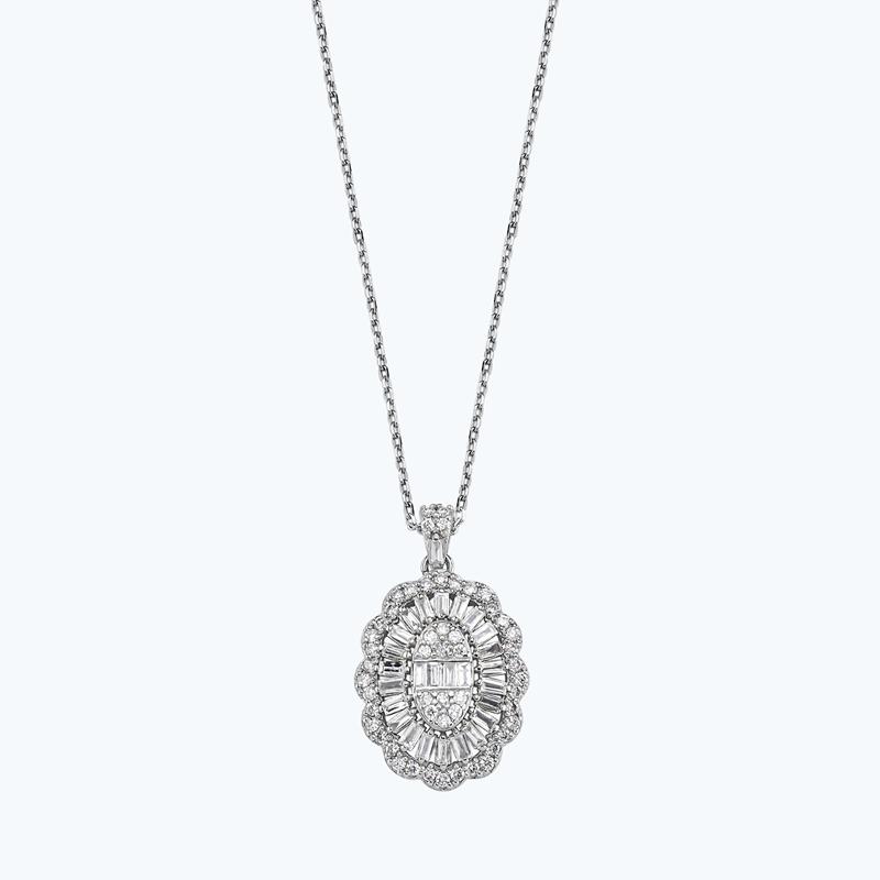 Pırlanta Baget Taşlı Kolye