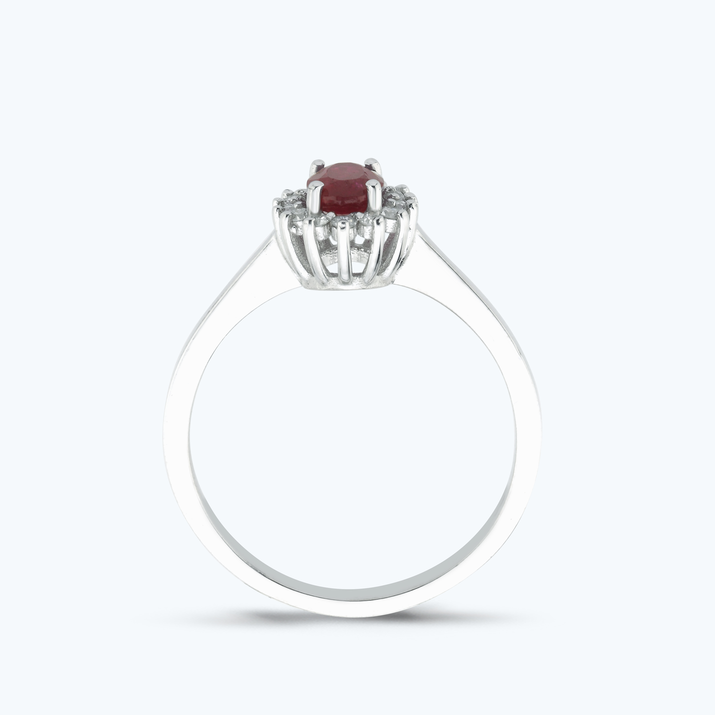 0.12 Karat Pırlanta Yakut Oval Yüzük