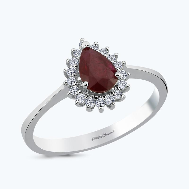 Pırlanta Yakut Damla Yüzük