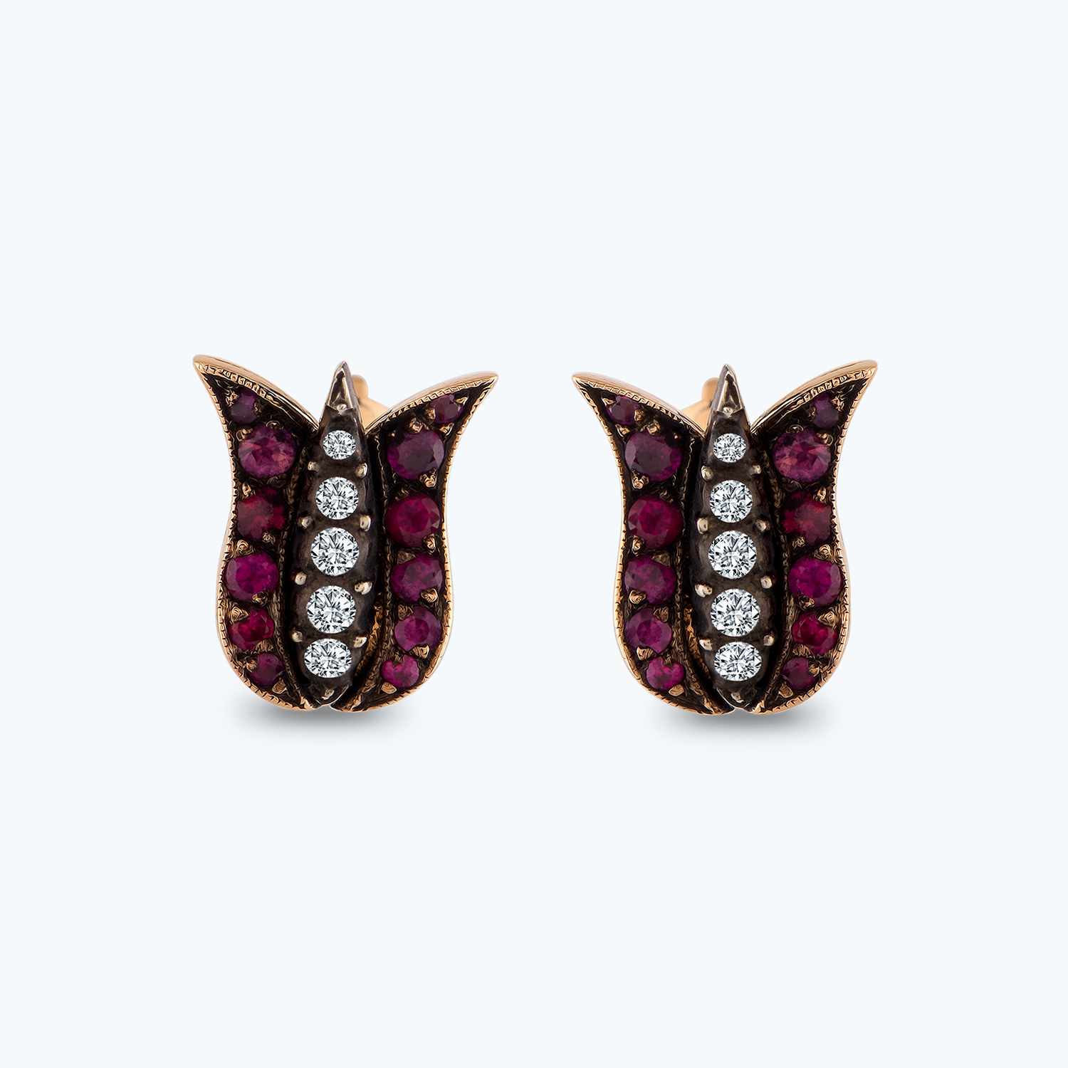 Pırlanta Yakut Lale Küpe