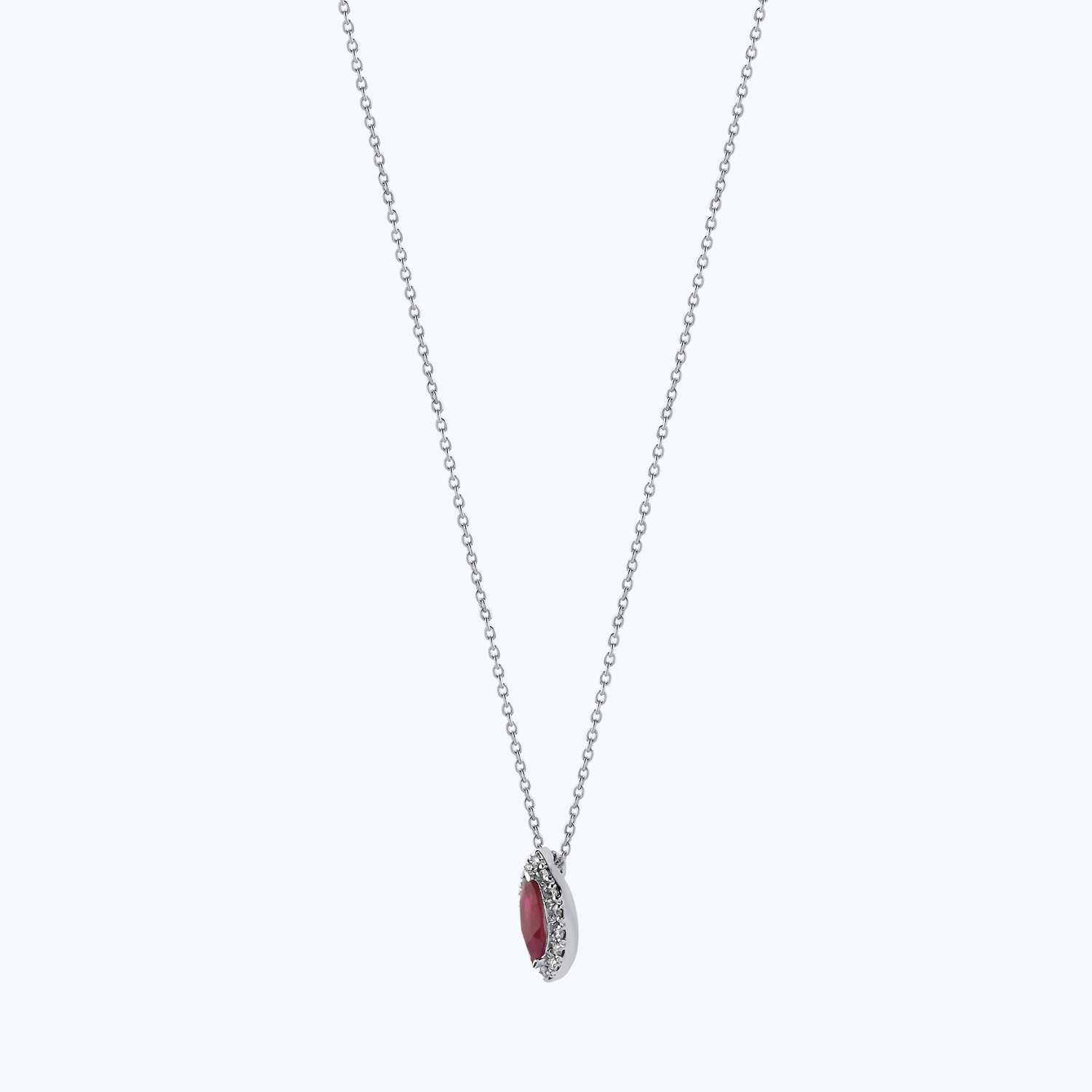 0.11 Karat Pırlanta Yakut Markiz Kolye