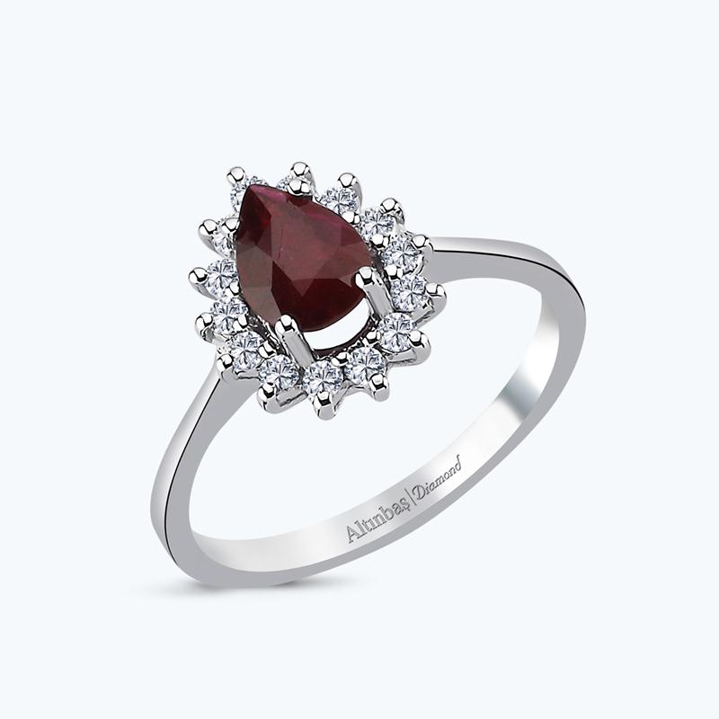 Pırlanta Yakut Damla Yüzük