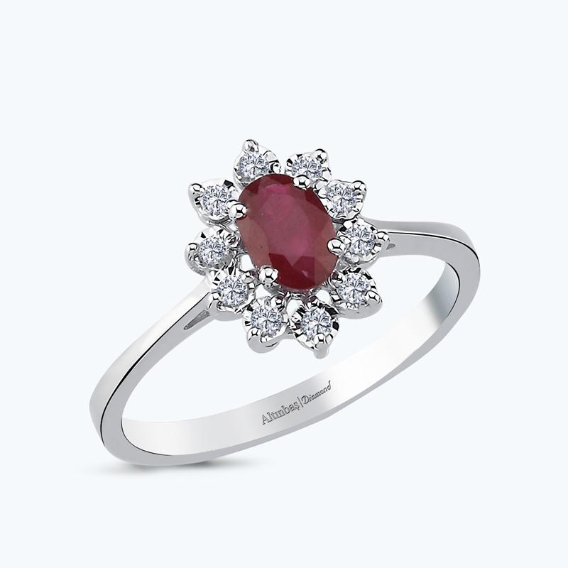 Pırlanta Yakut Oval Yüzük