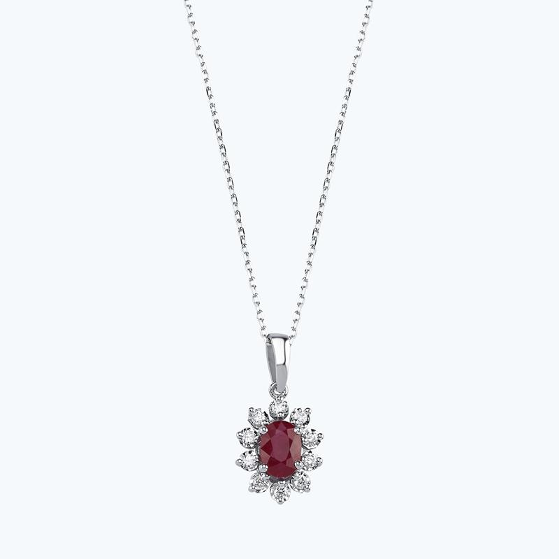 Pırlanta Yakut Oval Kolye