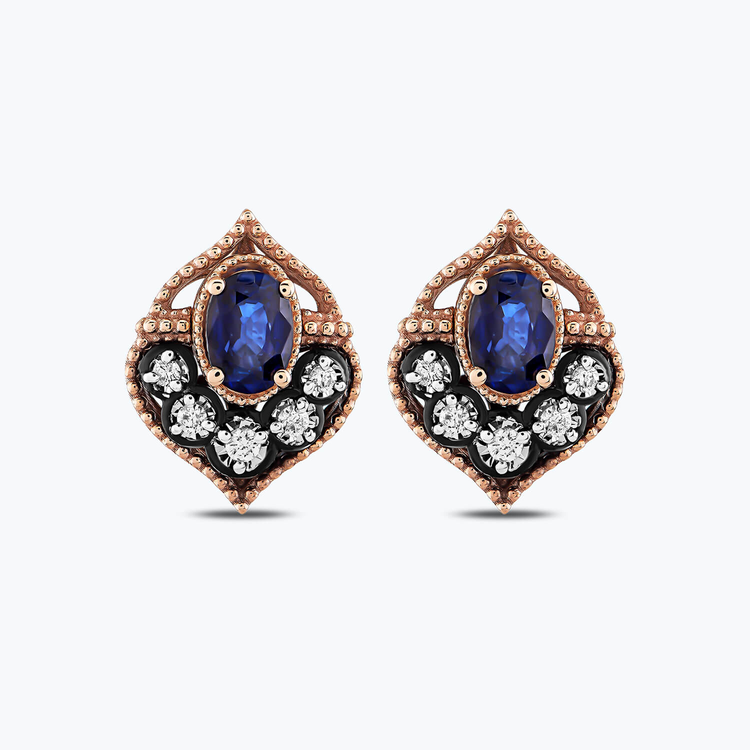 Elmas Safir Oval Küpe