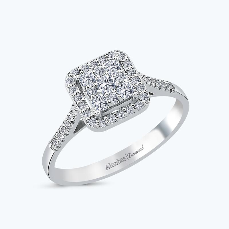 Pırlanta Kolları Taşlı Bouquet Yüzük