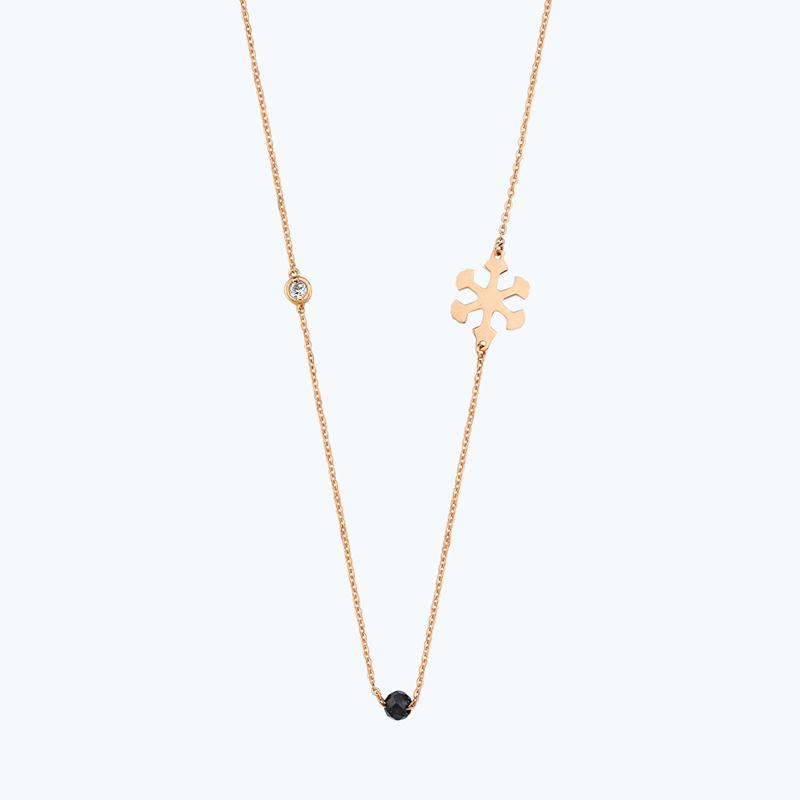 Pırlanta Spinel Taşlı Kar Tanesi Kolye