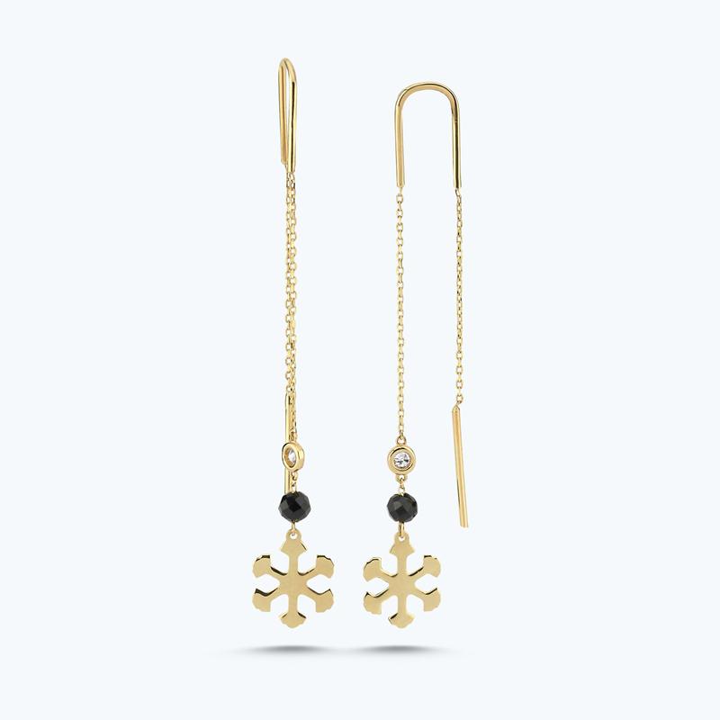 0.03 Karat Pırlanta Spinel Taşlı Kar Tanesi Küpe