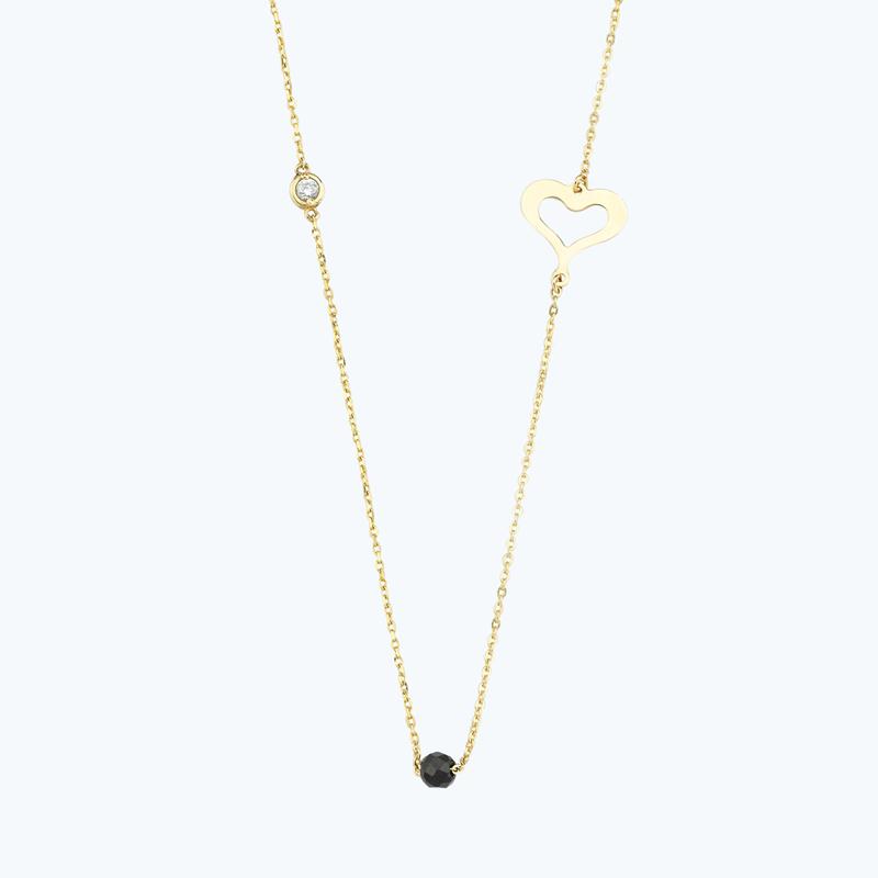 Pırlanta Spinel Taşlı Kalp Kolye