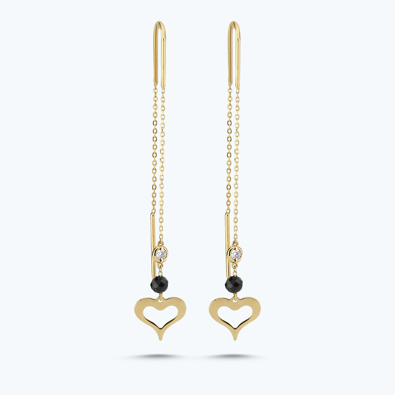 Pırlanta Spinel Taşlı Kalp Küpe