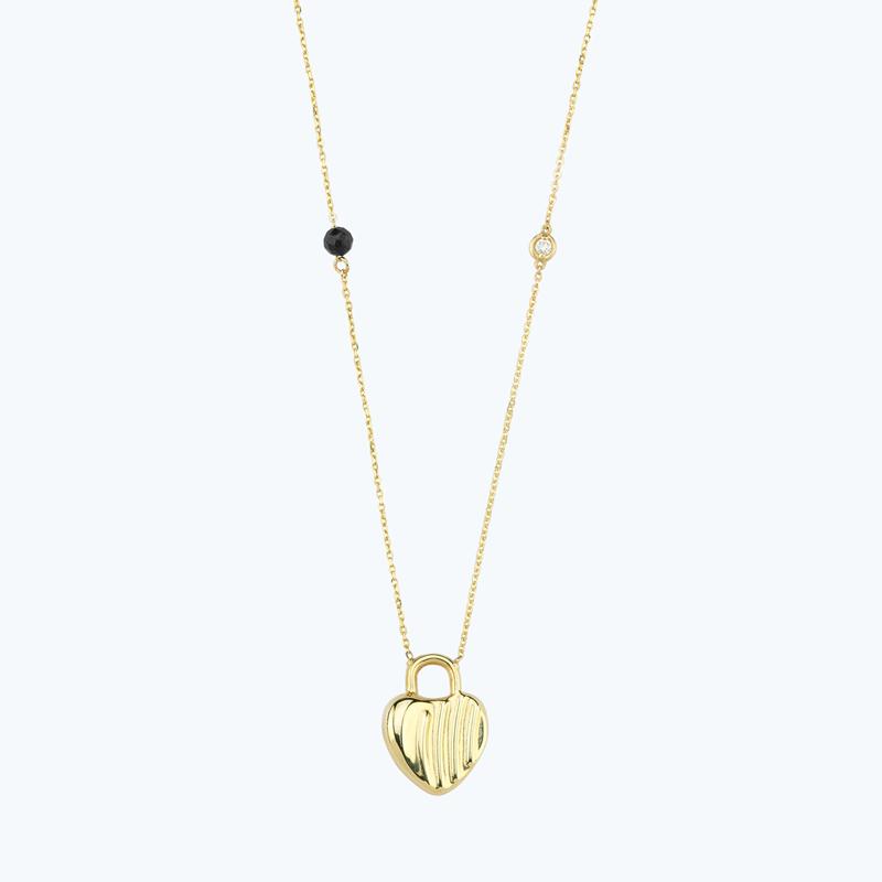 Pırlanta Spinel Taşlı Kalp Kolye