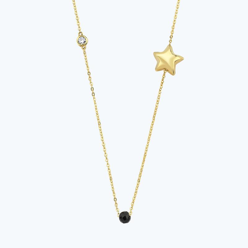 Pırlanta Spinel Taşlı Yıldız Kolye