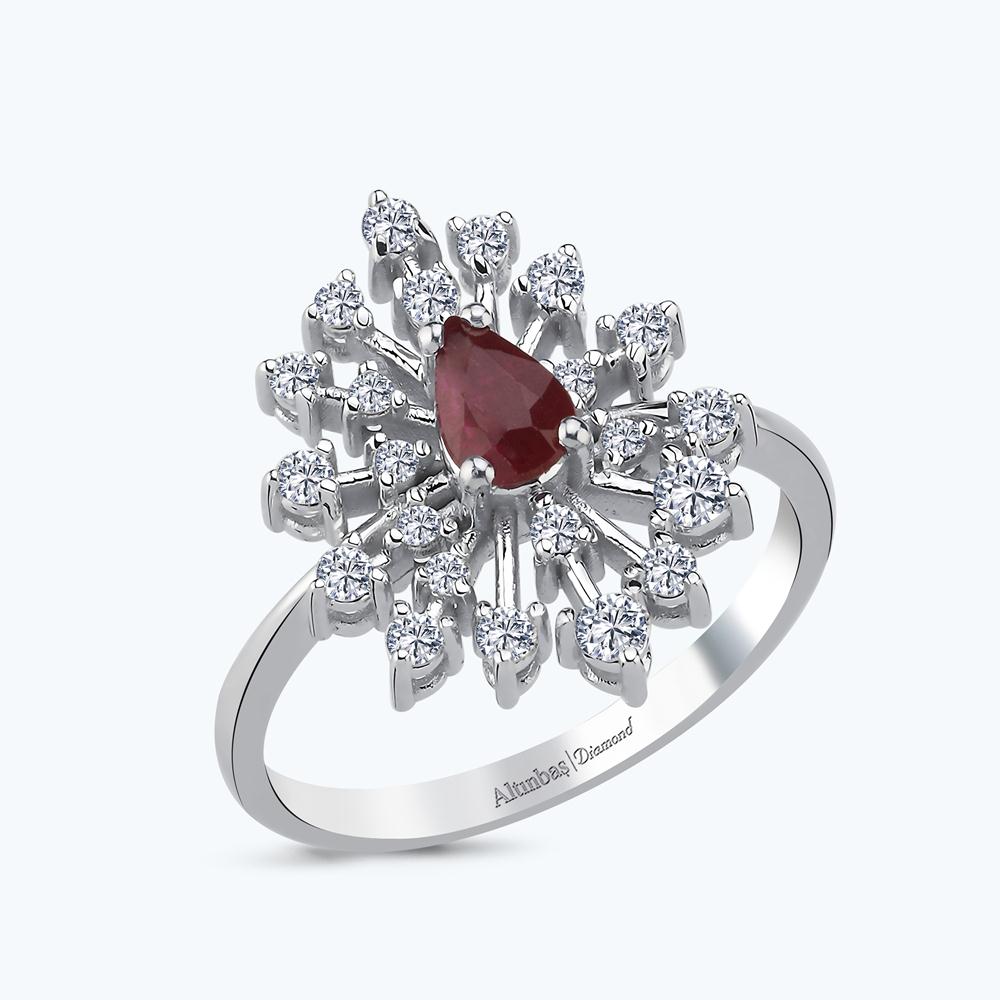 Pırlanta Yakut Damla Yüzük