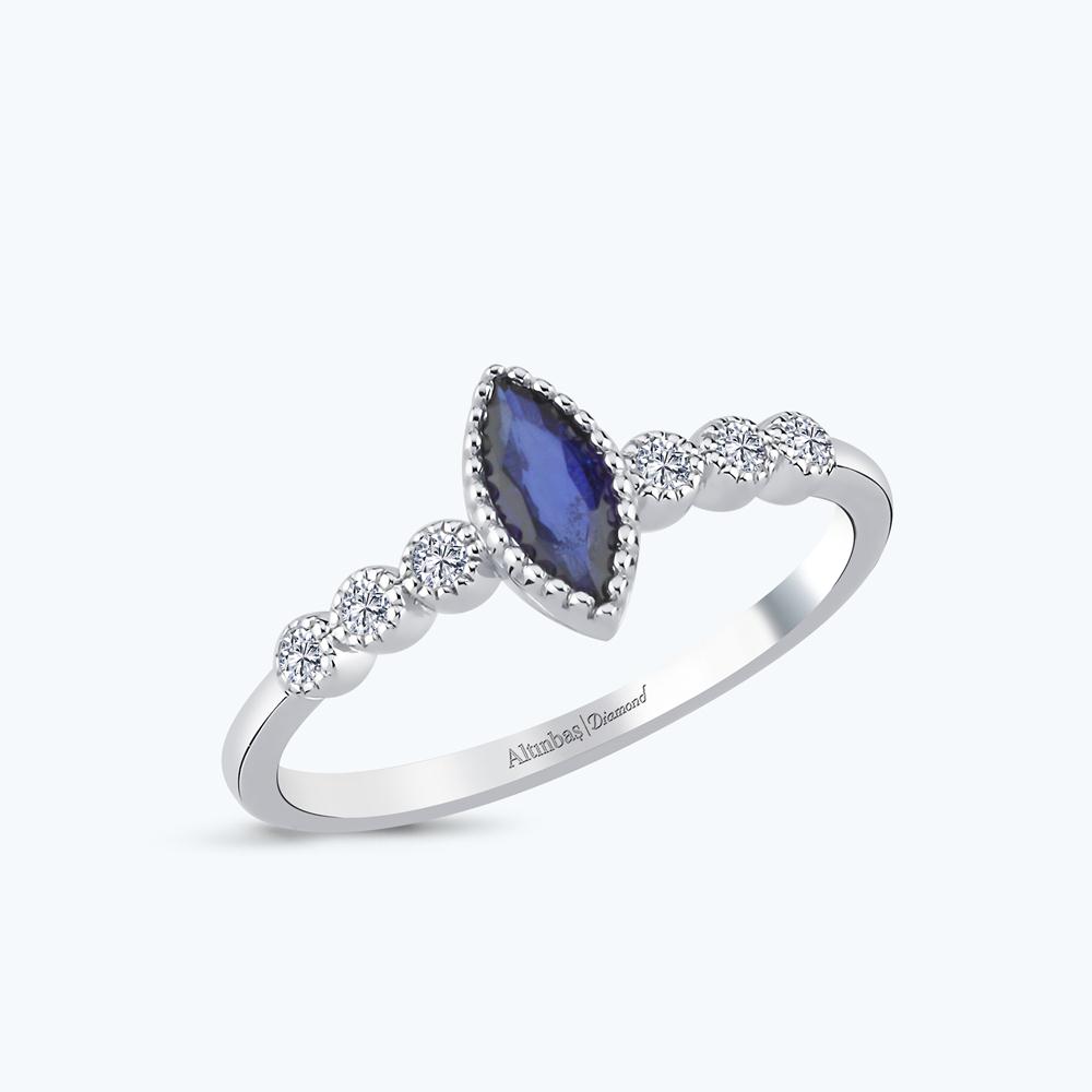 Pırlanta Safir Markiz Yüzük