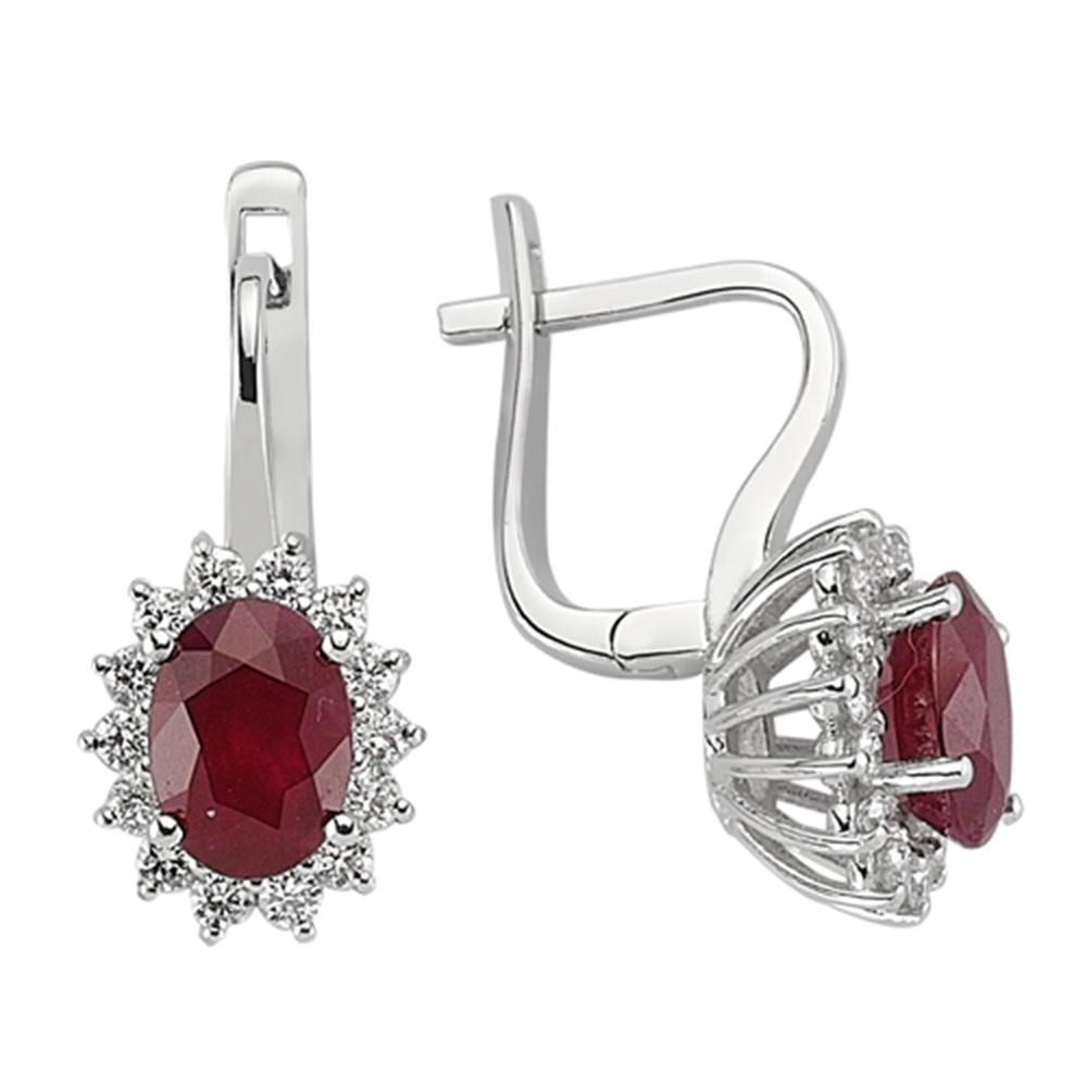 Pırlanta Yakut Oval Küpe