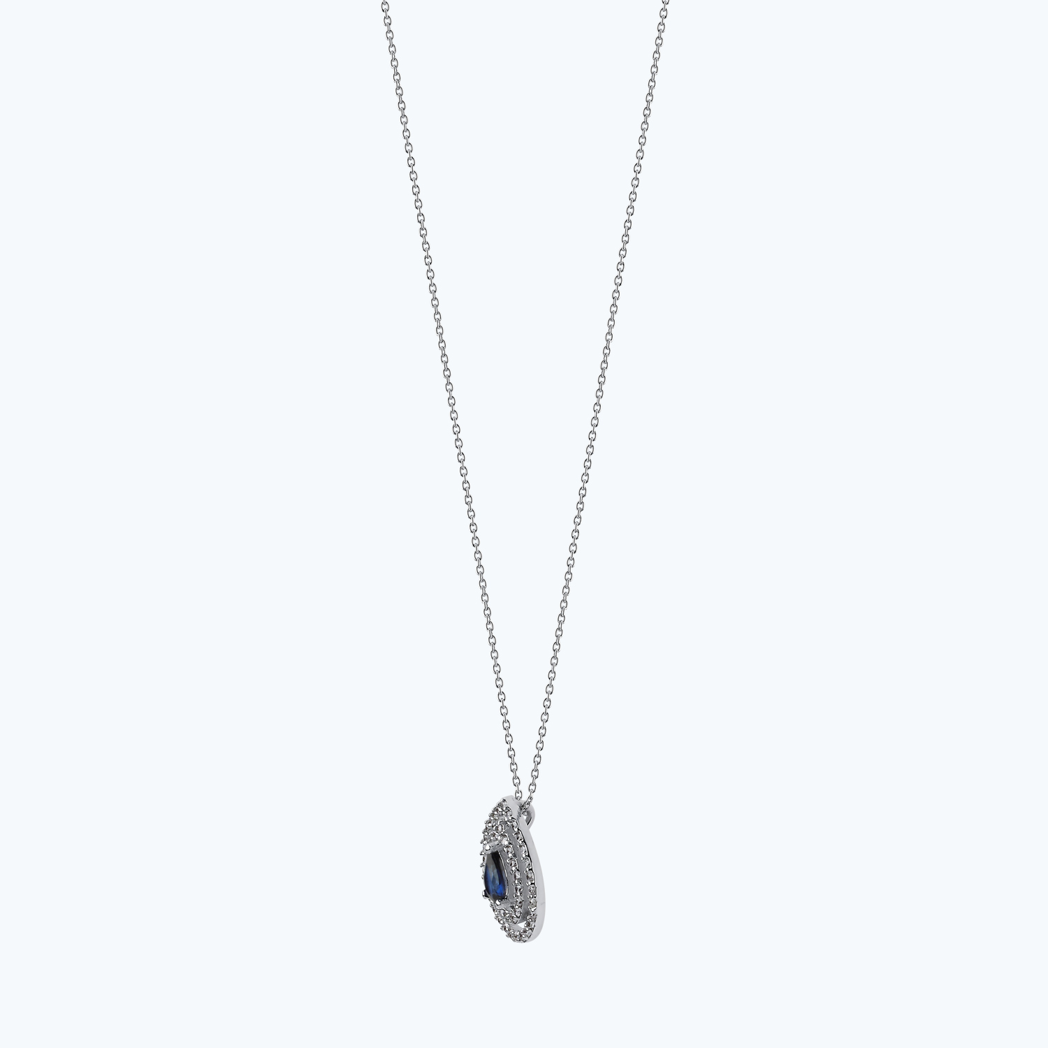 0.34 Karat Elmas Safir Damla Kolye
