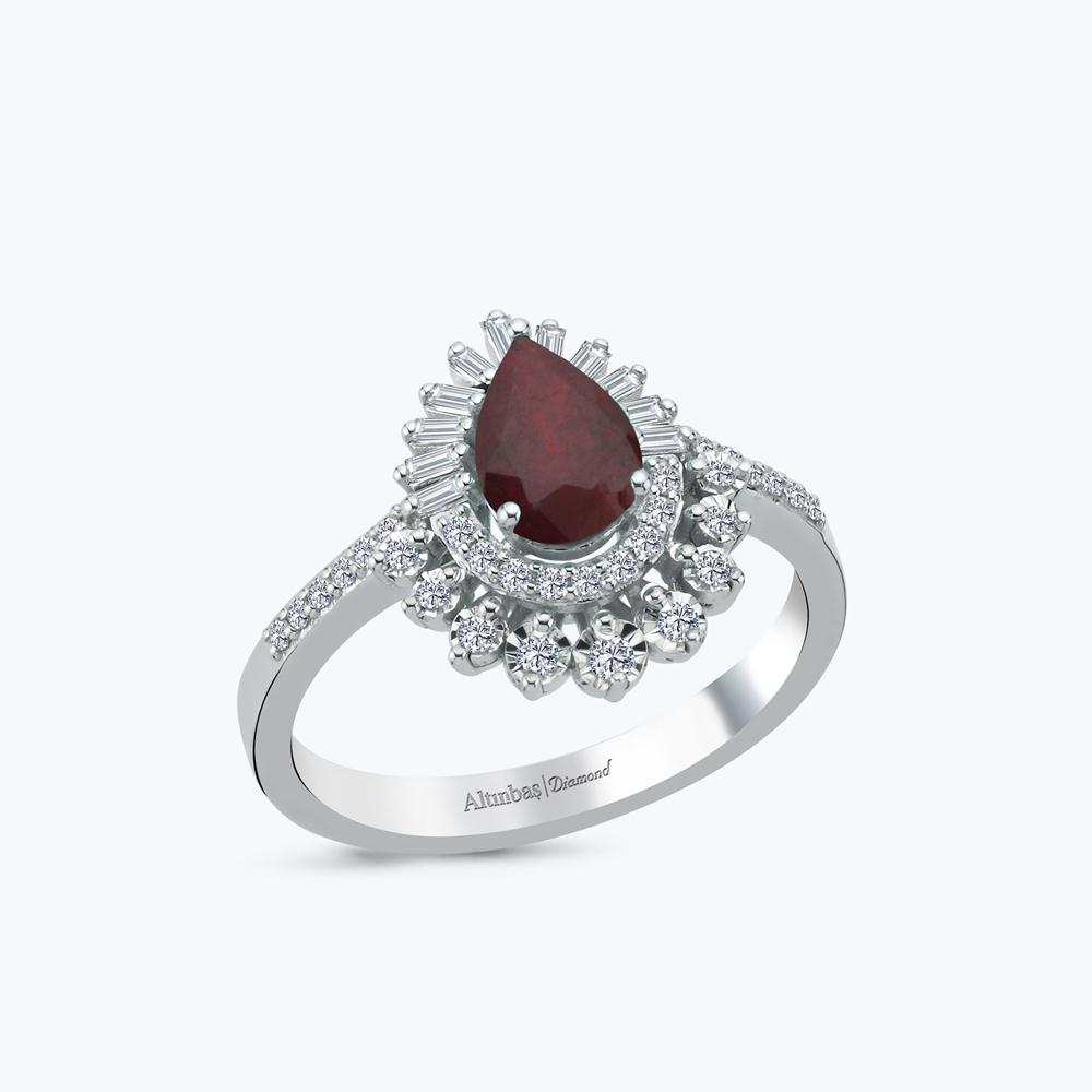 Pırlanta Yakut Damla Yüzük