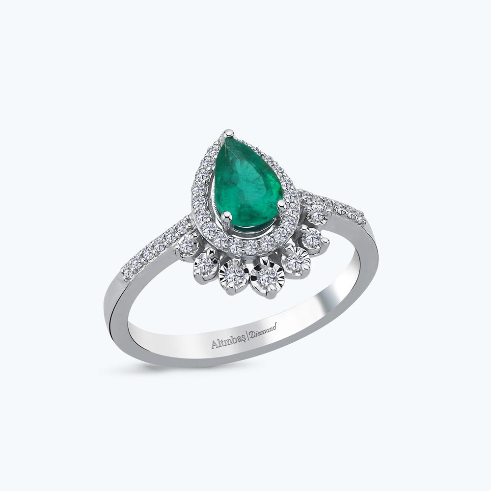 Pırlanta Zümrüt Damla Yüzük