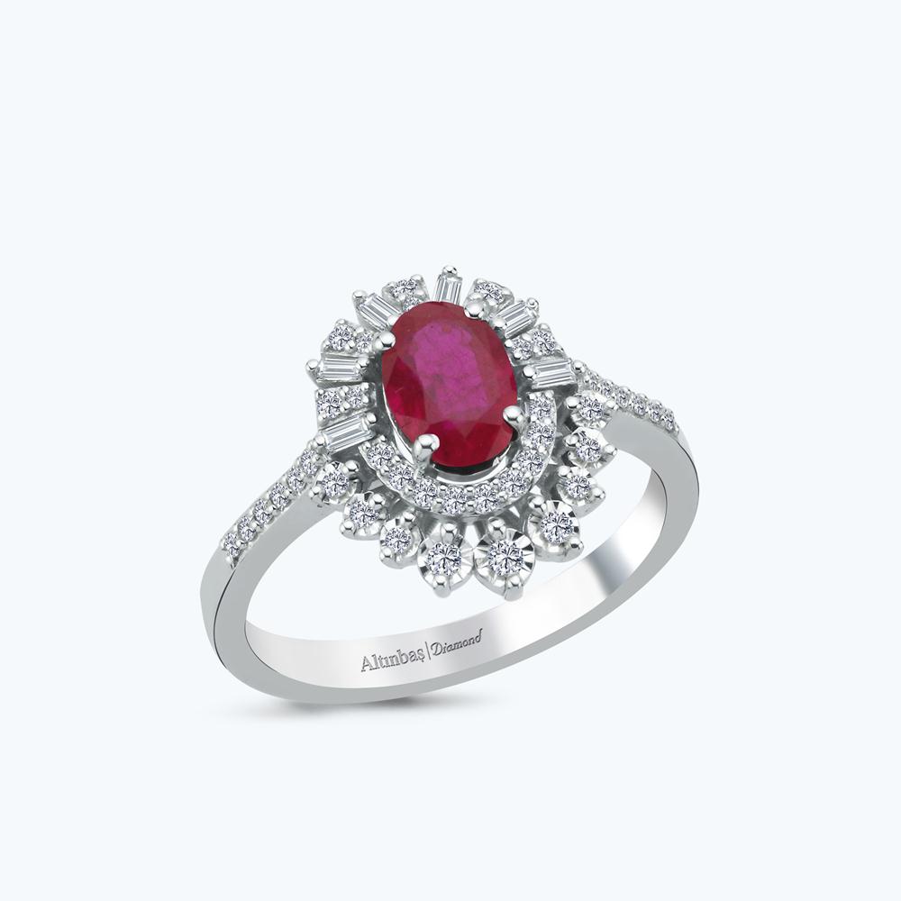 Pırlanta Yakut Oval Yüzük