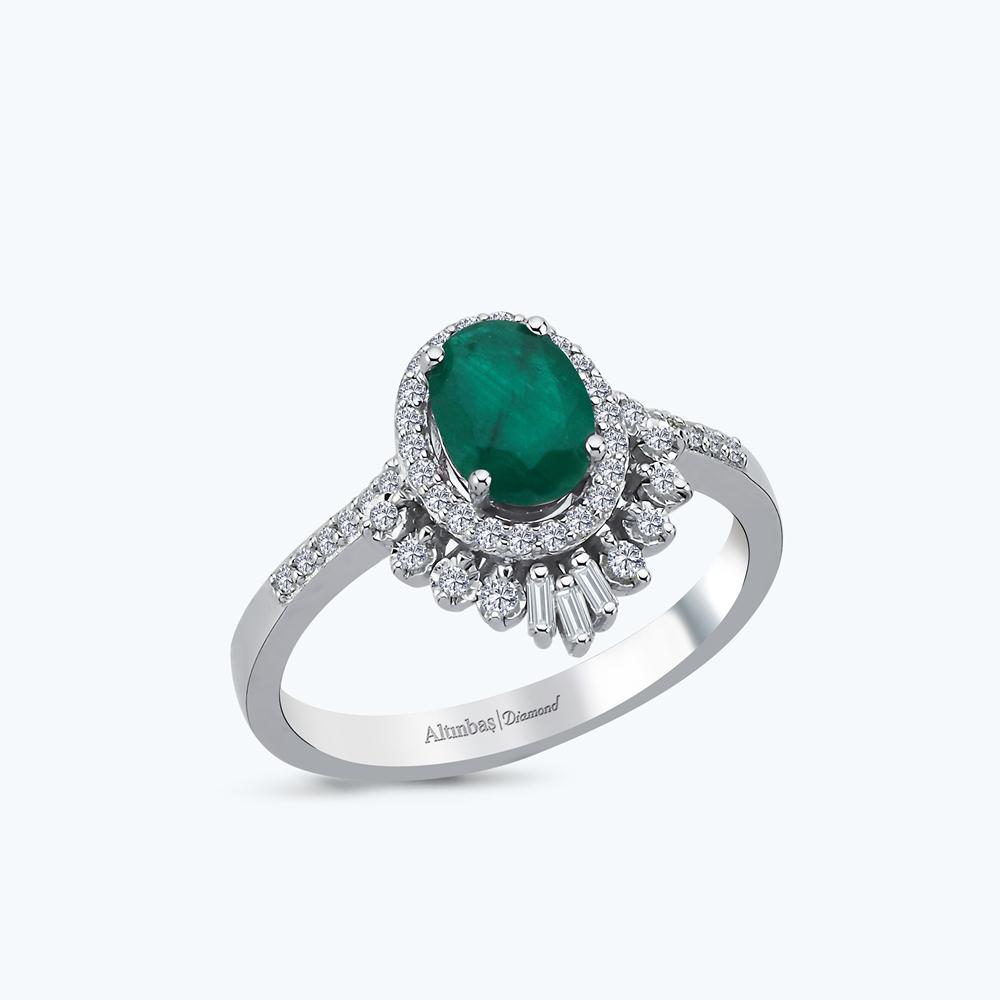 Pırlanta Zümrüt Oval Yüzük