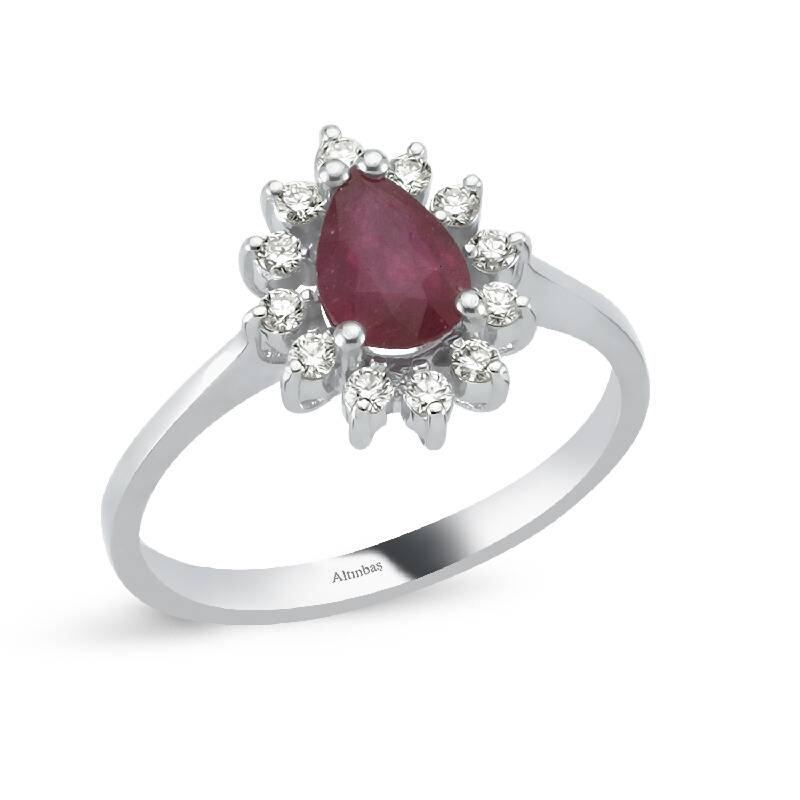 Pırlanta Yakut Damla Yüzük