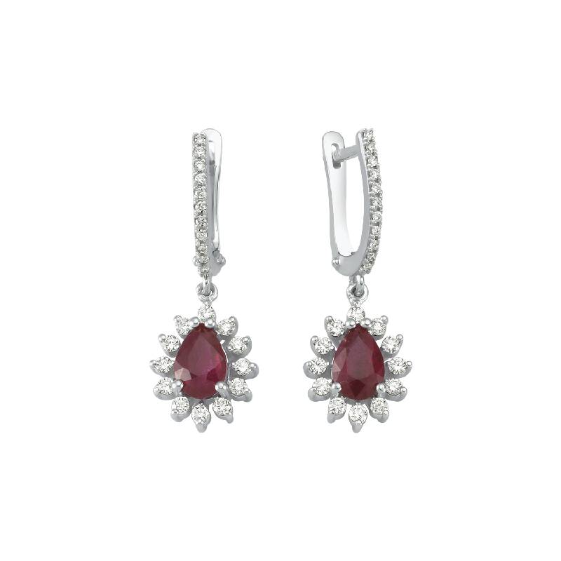 Pırlanta Yakut Damla Küpe