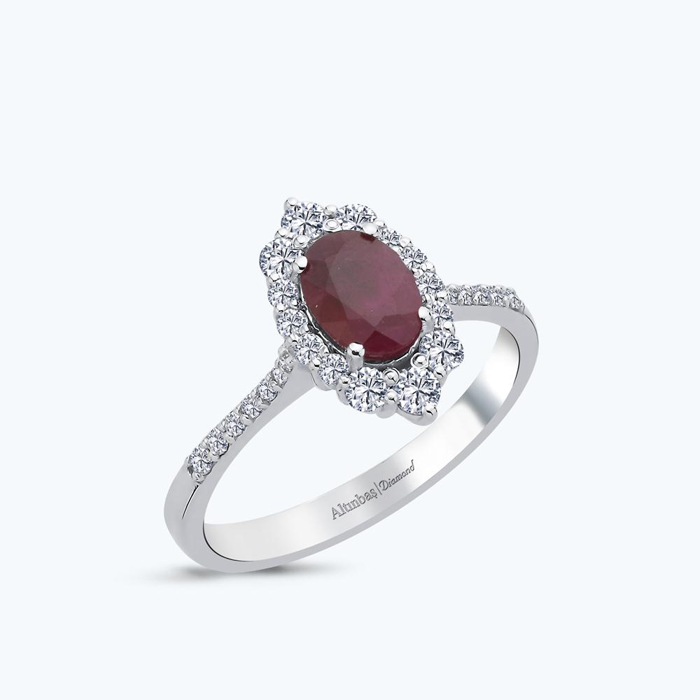 Pırlanta Yakut Oval Yüzük