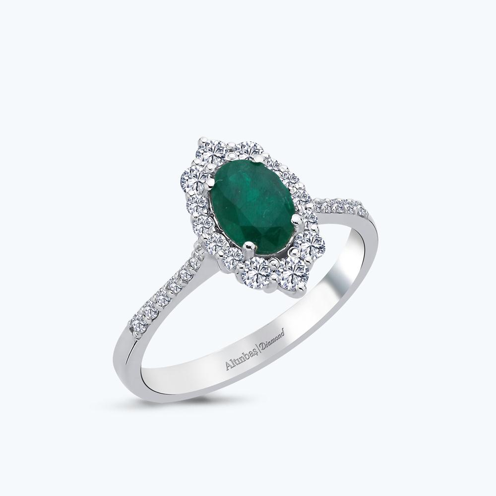 Pırlanta Zümrüt Oval Yüzük