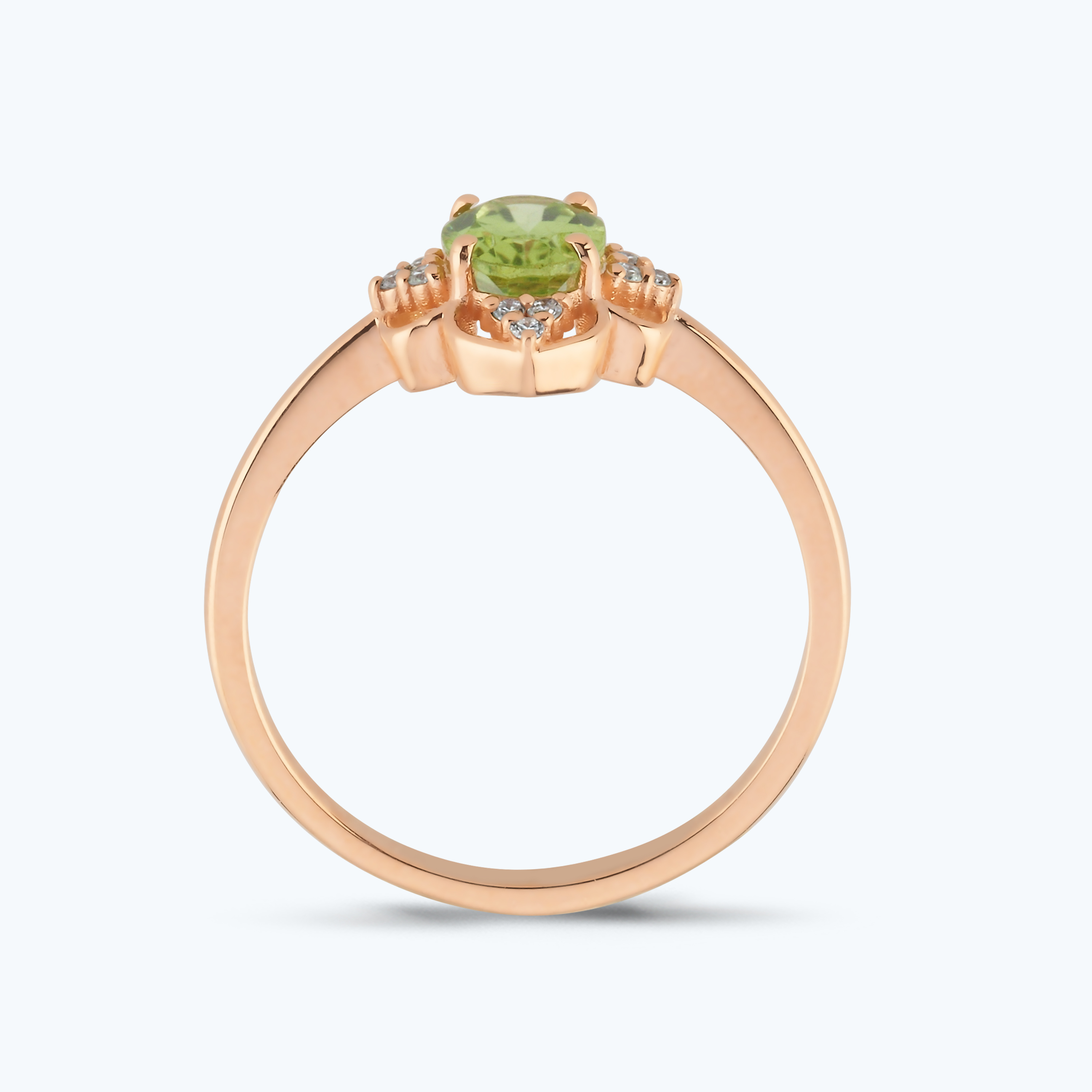 0.06 Karat Pırlanta Peridot Taşlı Vintage Yüzük
