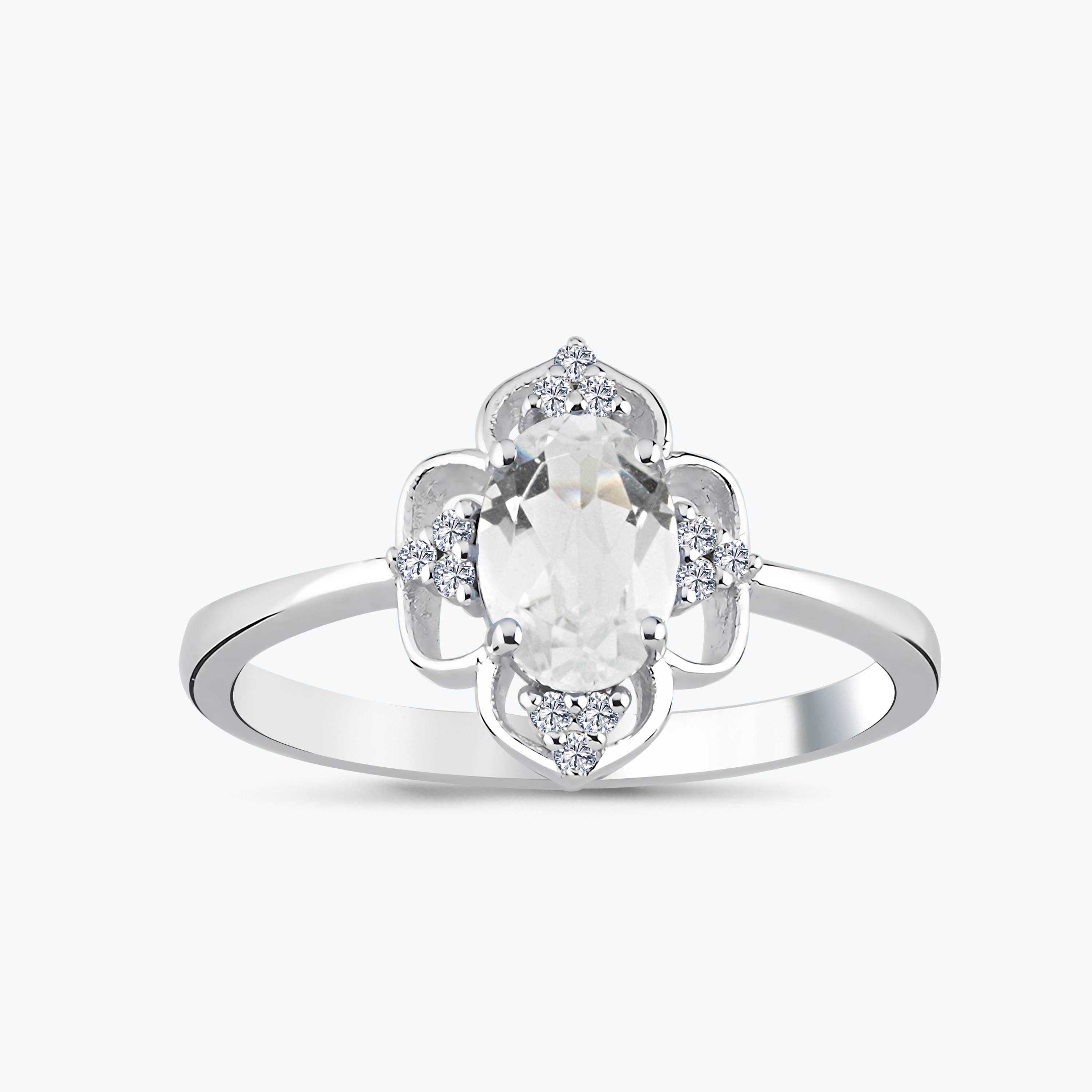 0.06 Karat Pırlanta Topaz Oval Yüzük