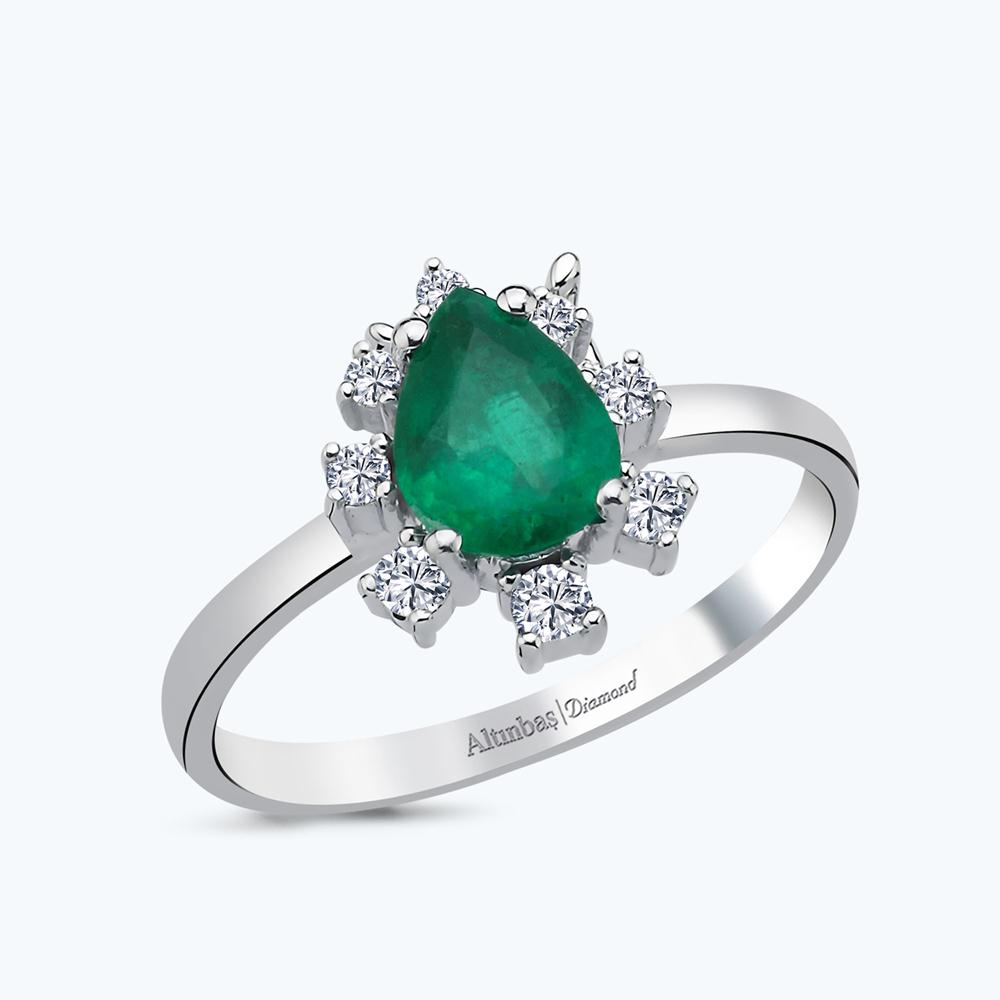 Pırlanta Zümrüt Damla Yüzük