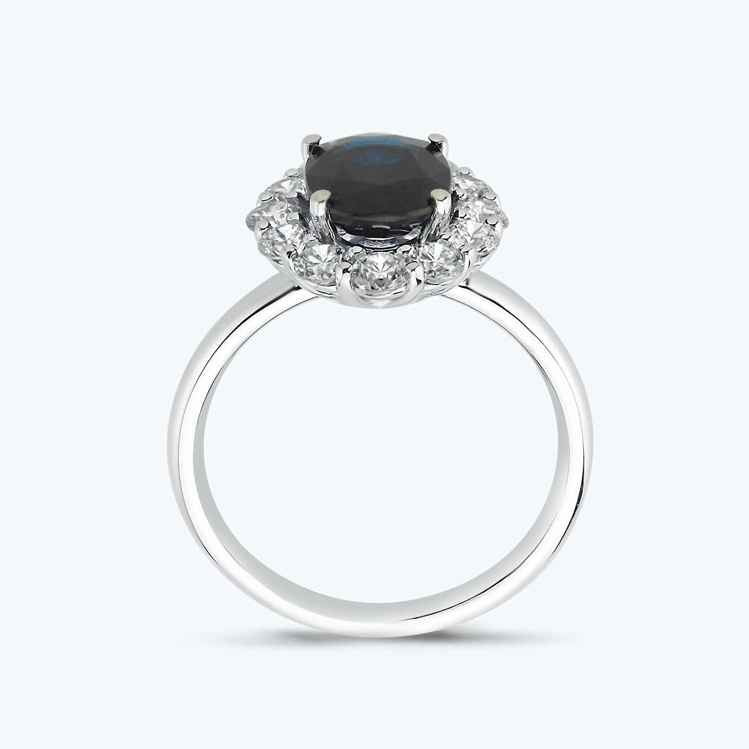 1.03 Karat Pırlanta Safir Oval Vintage Yüzük