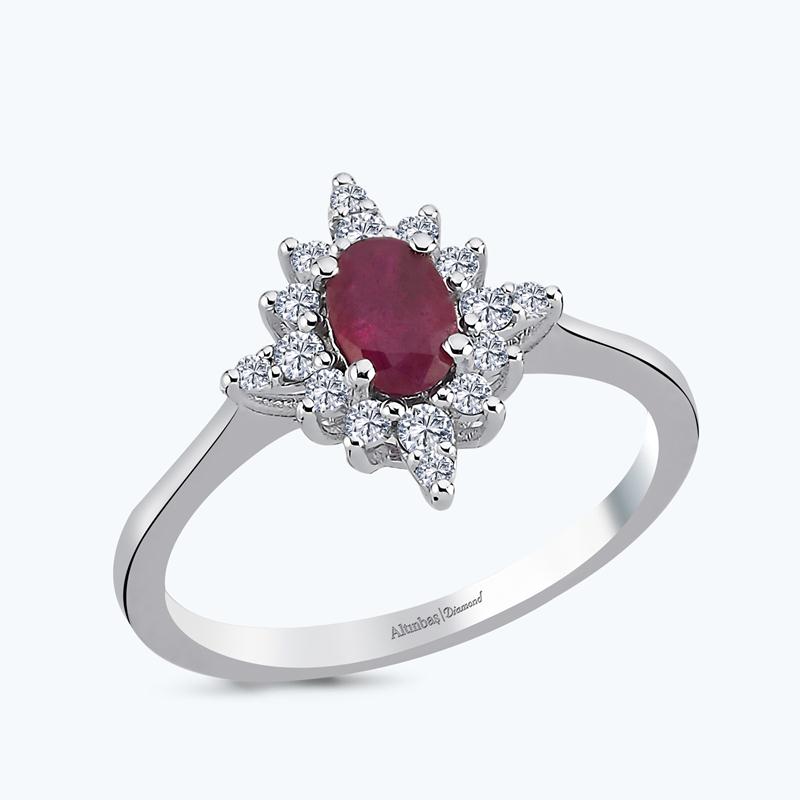 Pırlanta Yakut Oval Yüzük