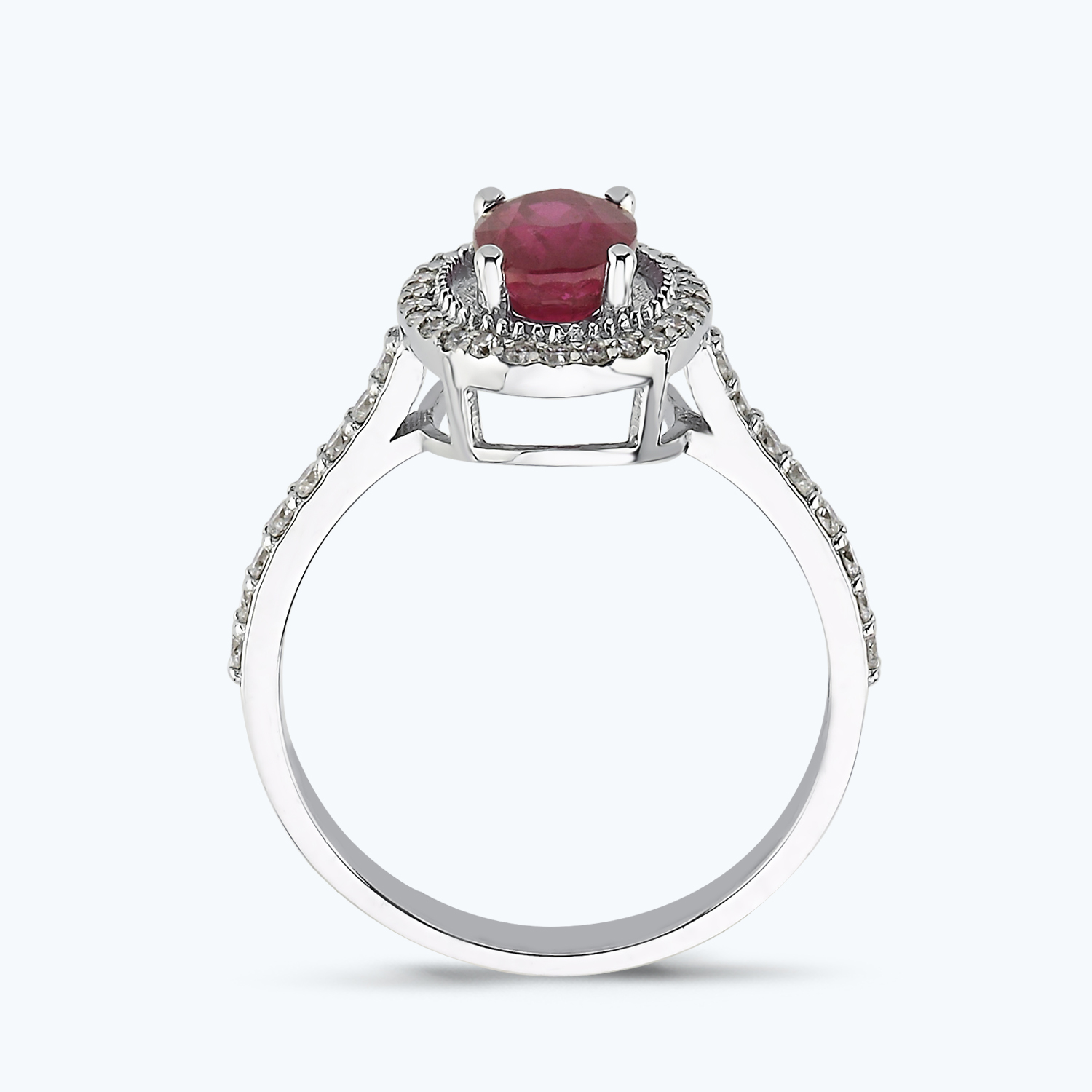 0.32 Karat Pırlanta Yakut Oval Yüzük