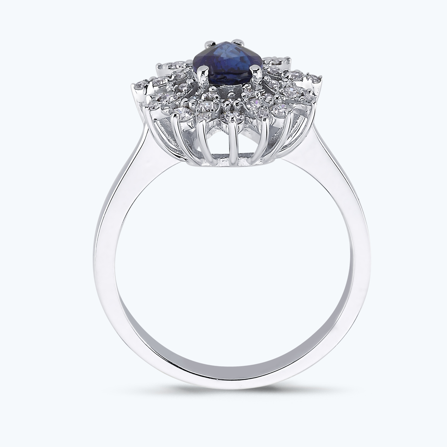0.50 Karat Pırlanta Safir Damla Yüzük