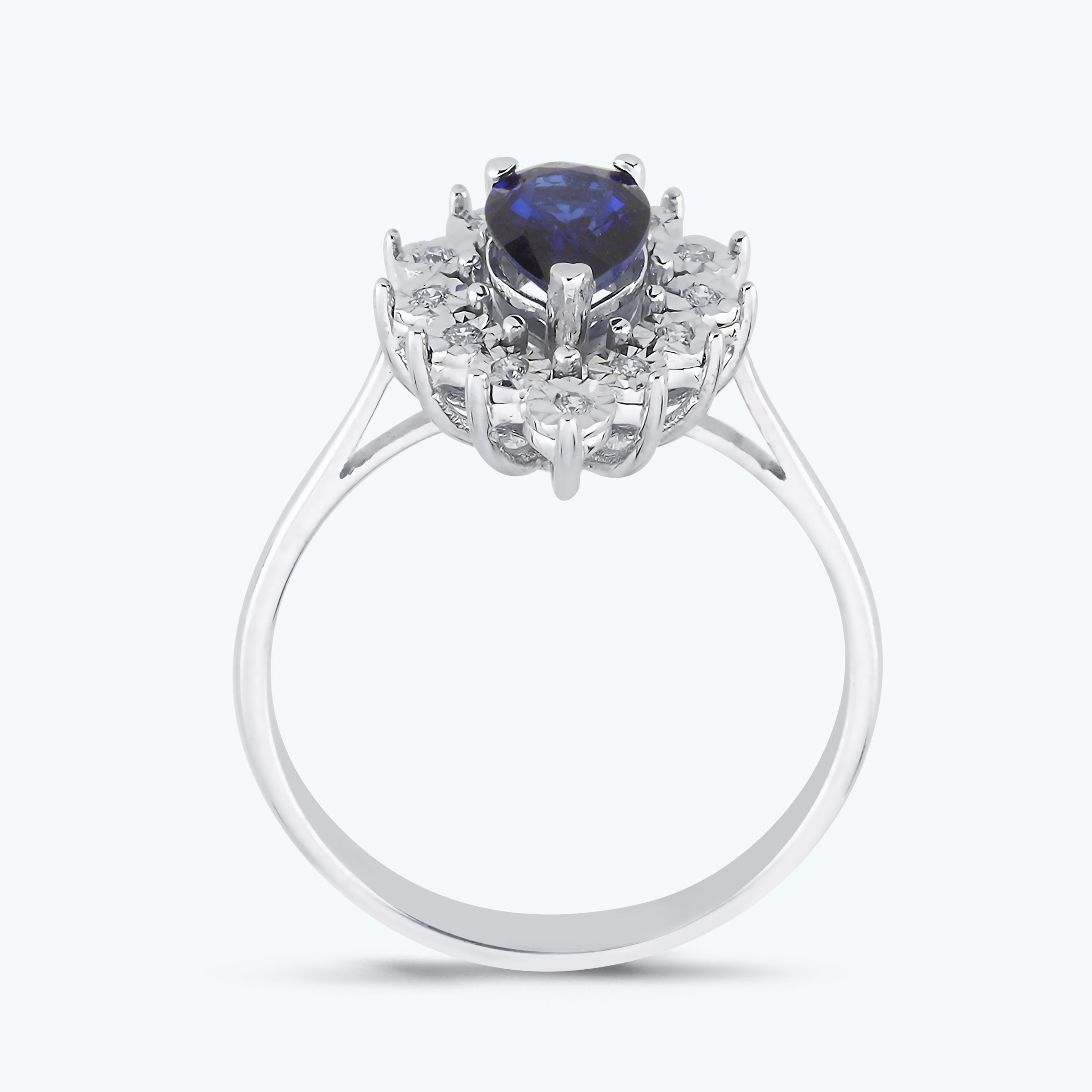 0.07 Karat Pırlanta Safir Damla Yüzük