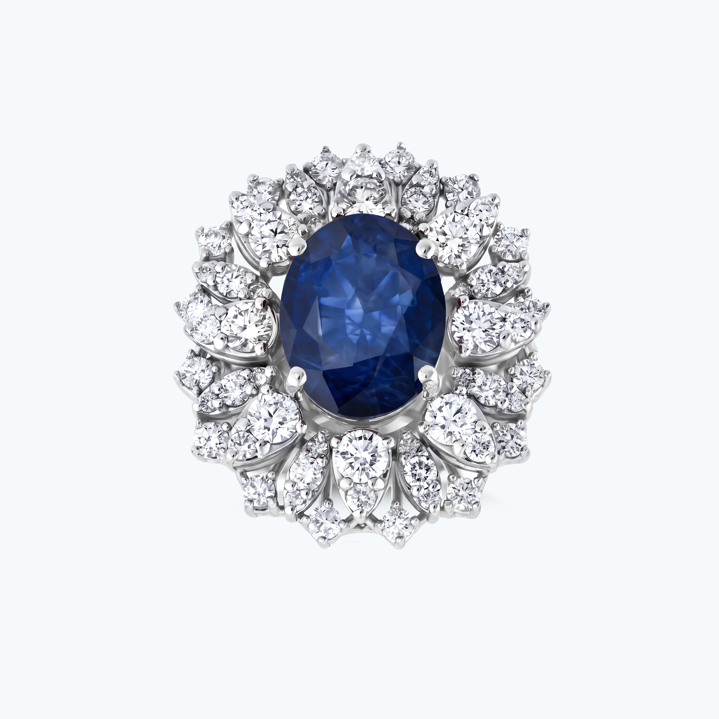 1.71 Karat Pırlanta Safir Oval Yüzük