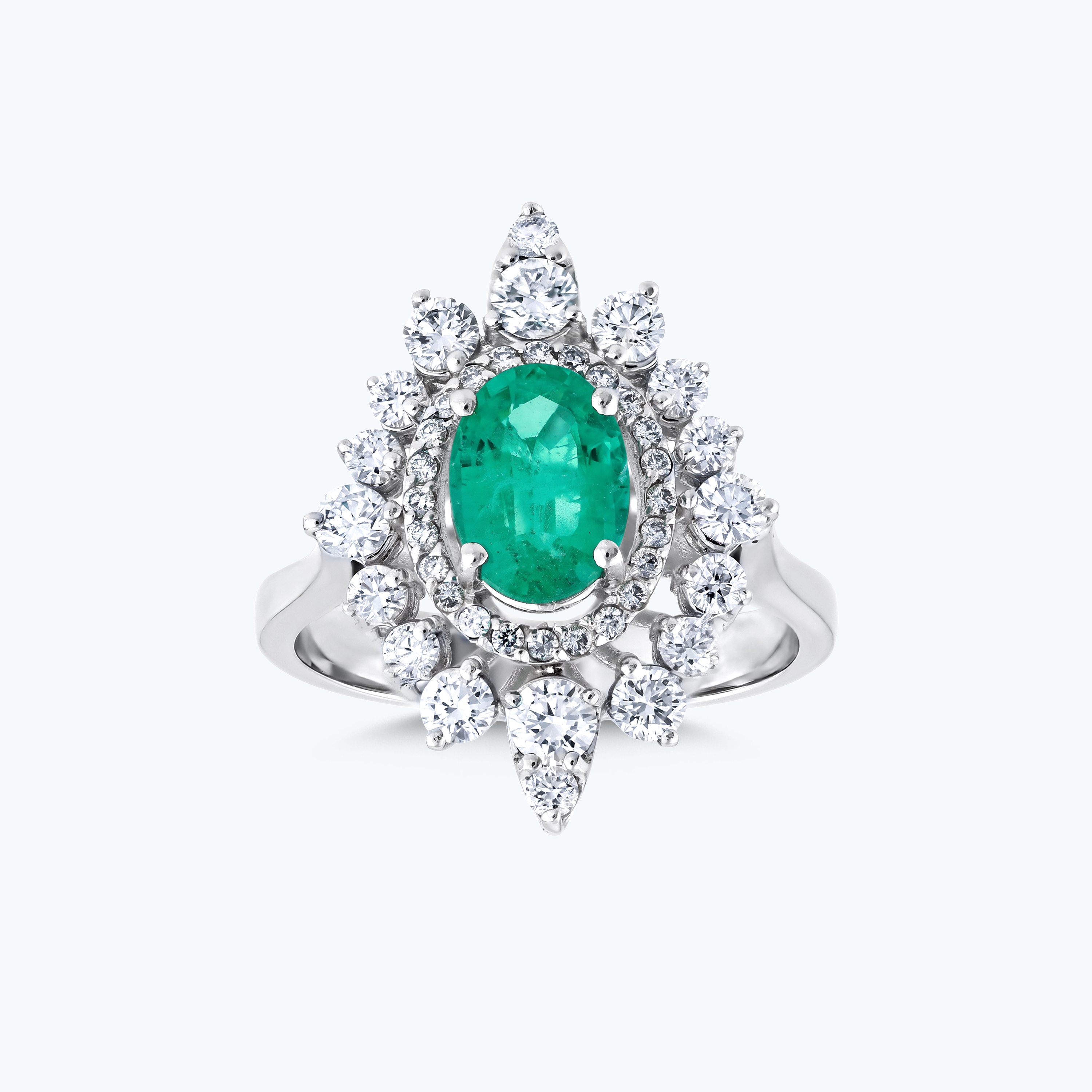 0.91 Karat Pırlanta Zümrüt Oval Yüzük