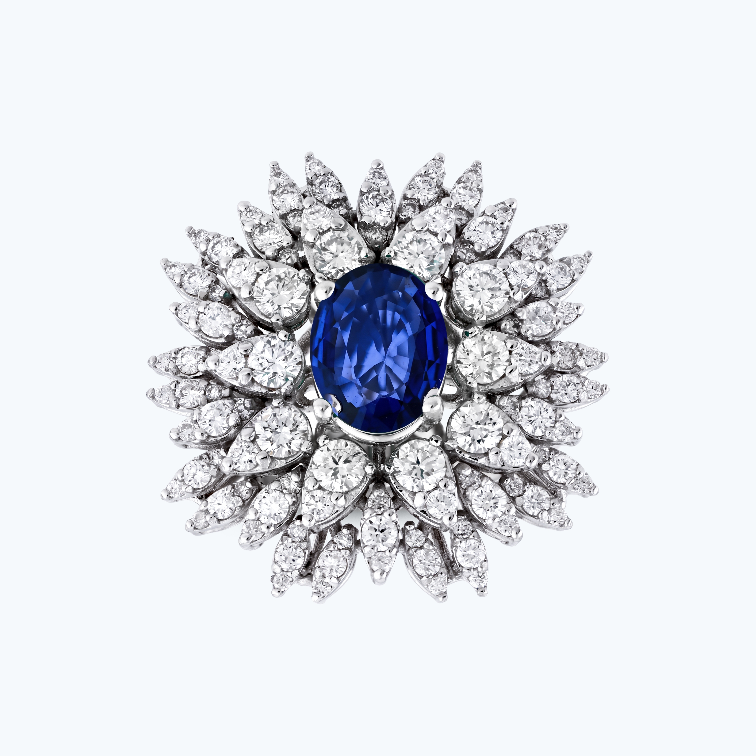 1.97 Karat Pırlanta Safir Oval Yüzük