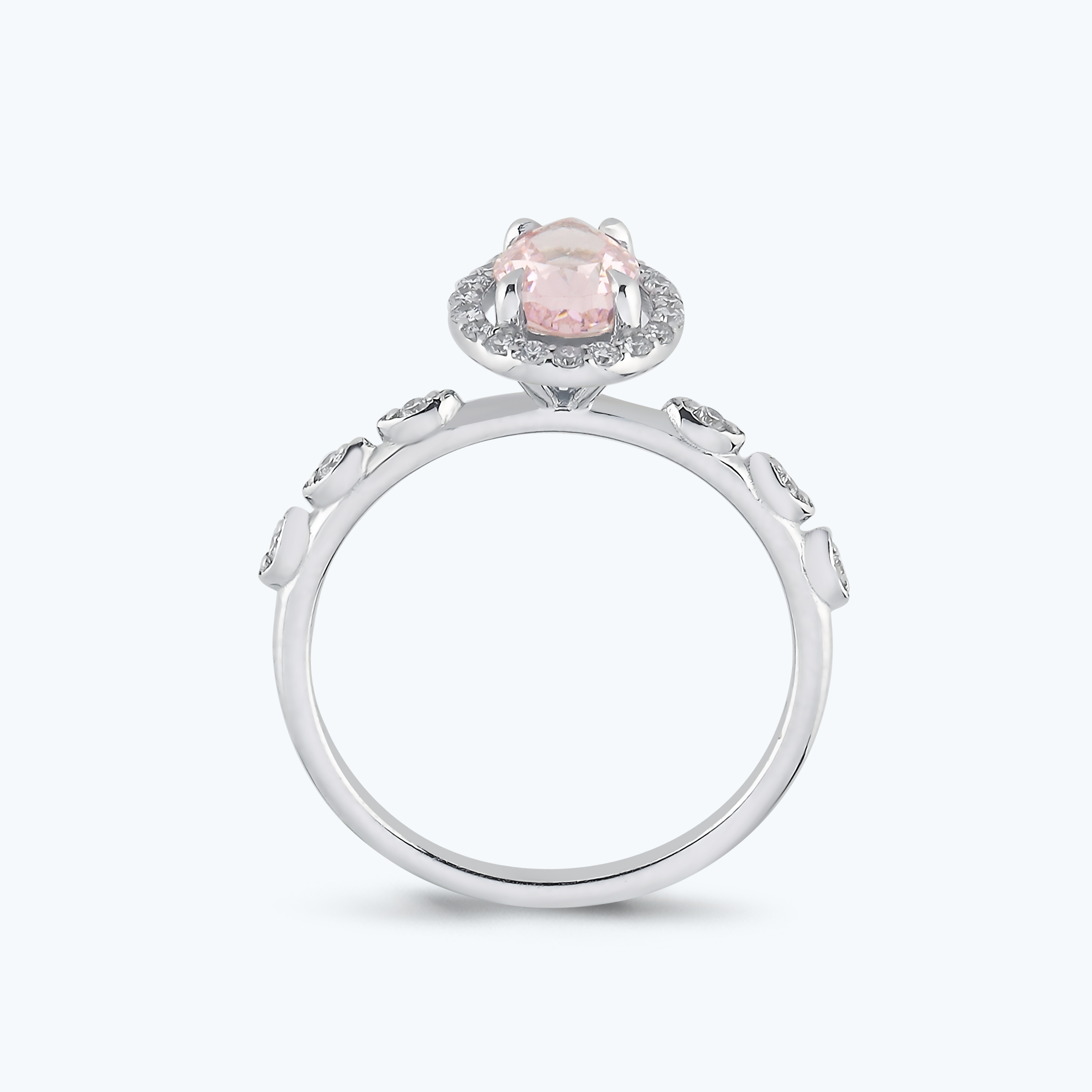 0.17 Karat Pırlanta Pembe Safir Damla Yüzük