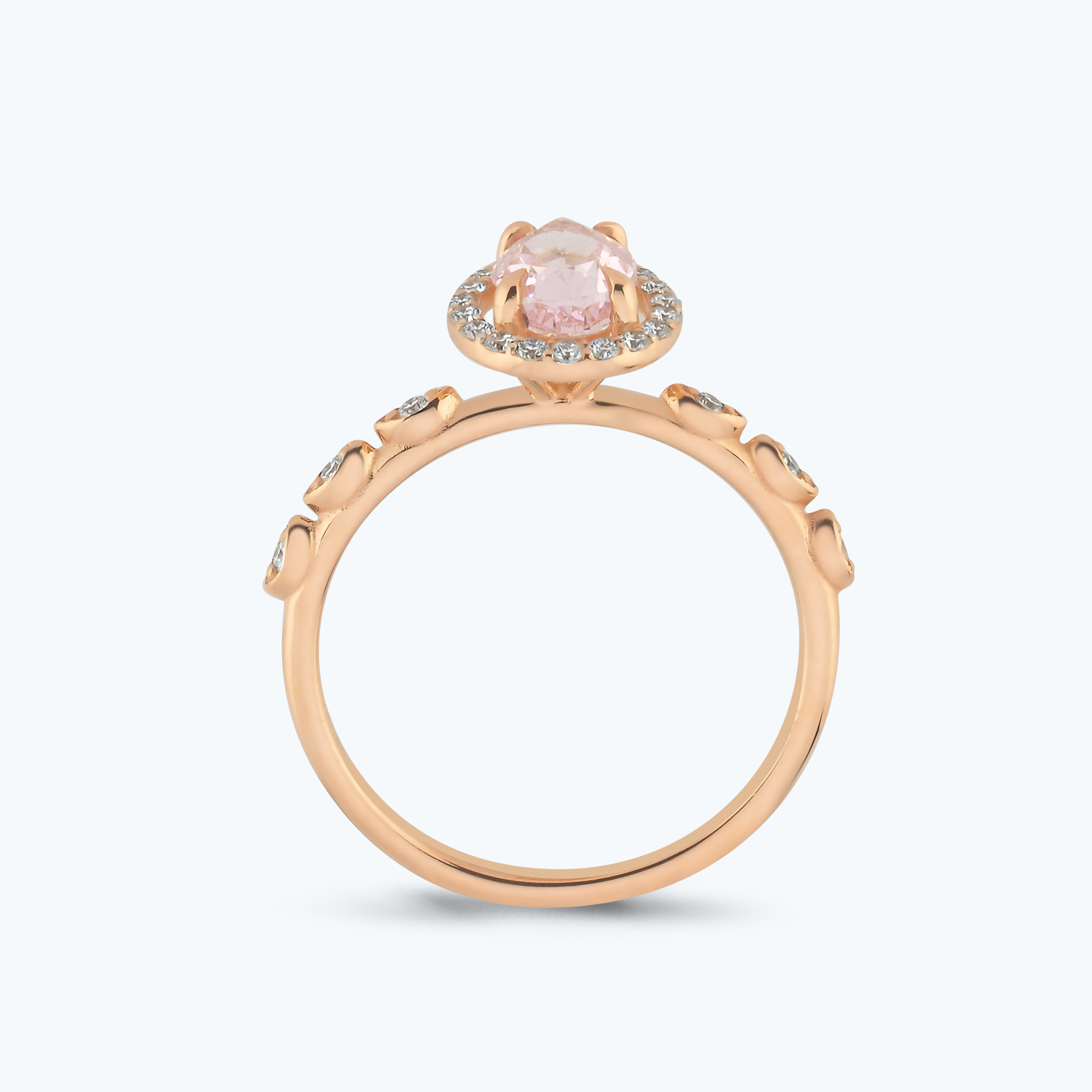 0.17 Karat Pırlanta Pembe Safir Damla Yüzük