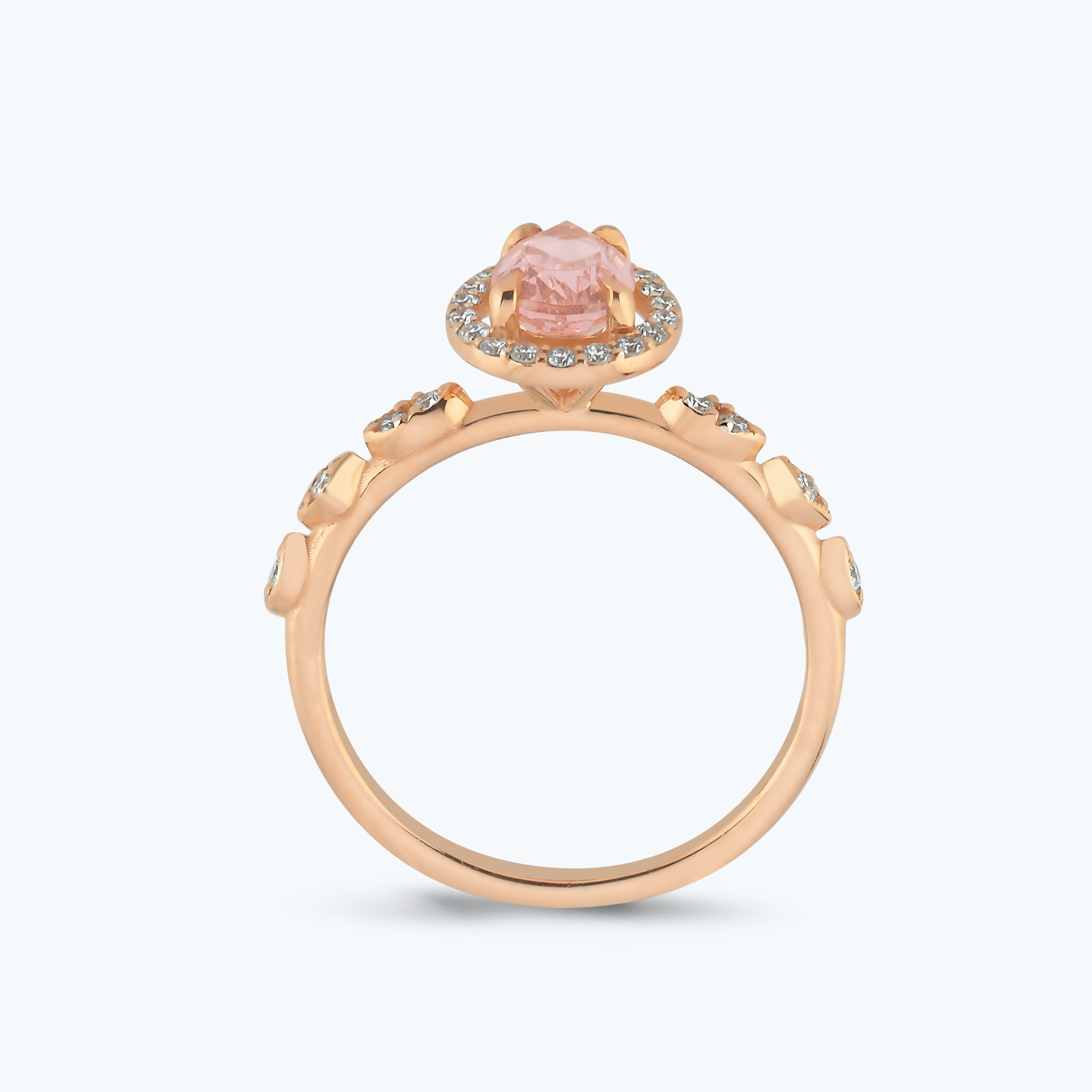 0.19 Karat Pırlanta Pembe Safir Damla Yüzük