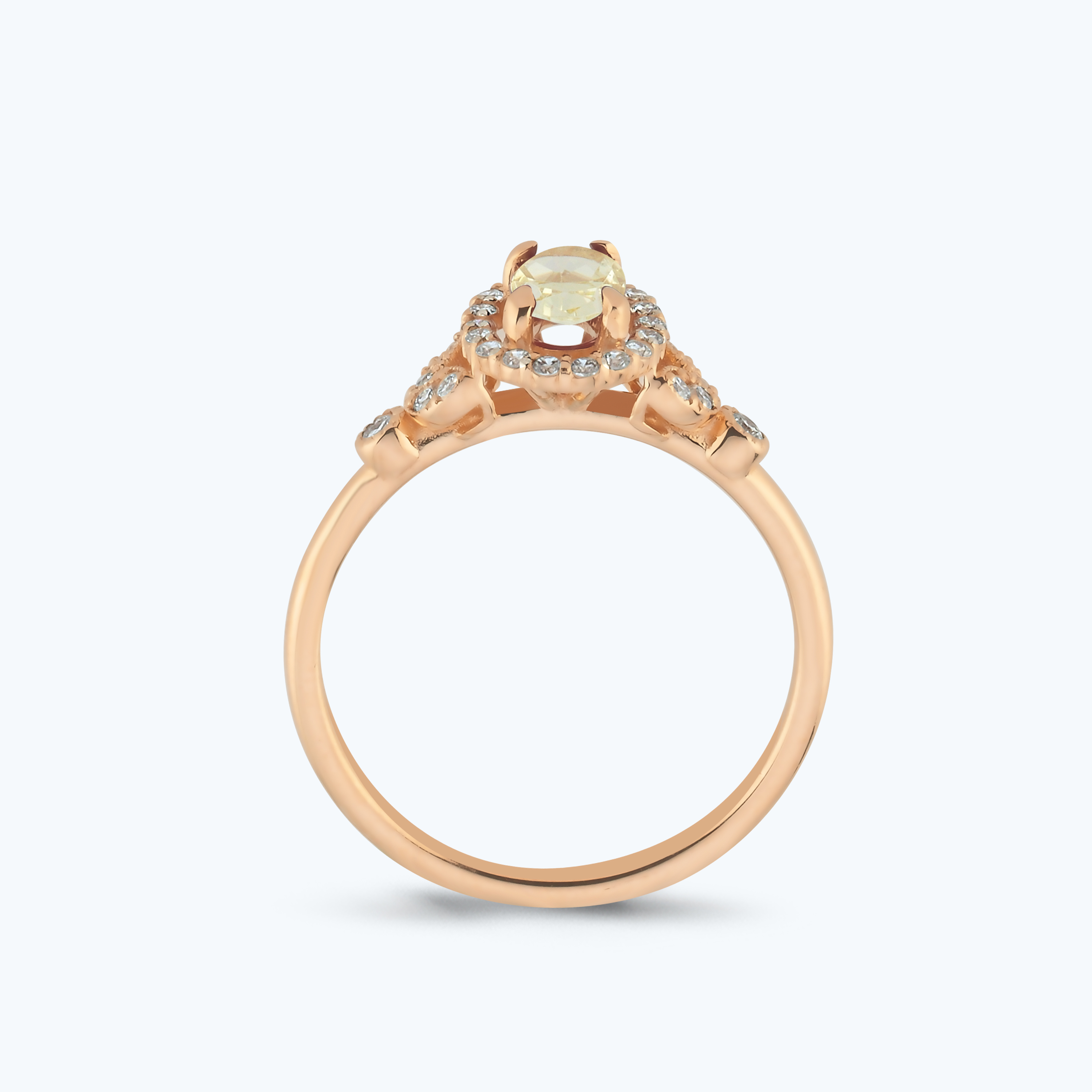 0.18 Karat Pırlanta Vintage Oval Yüzük